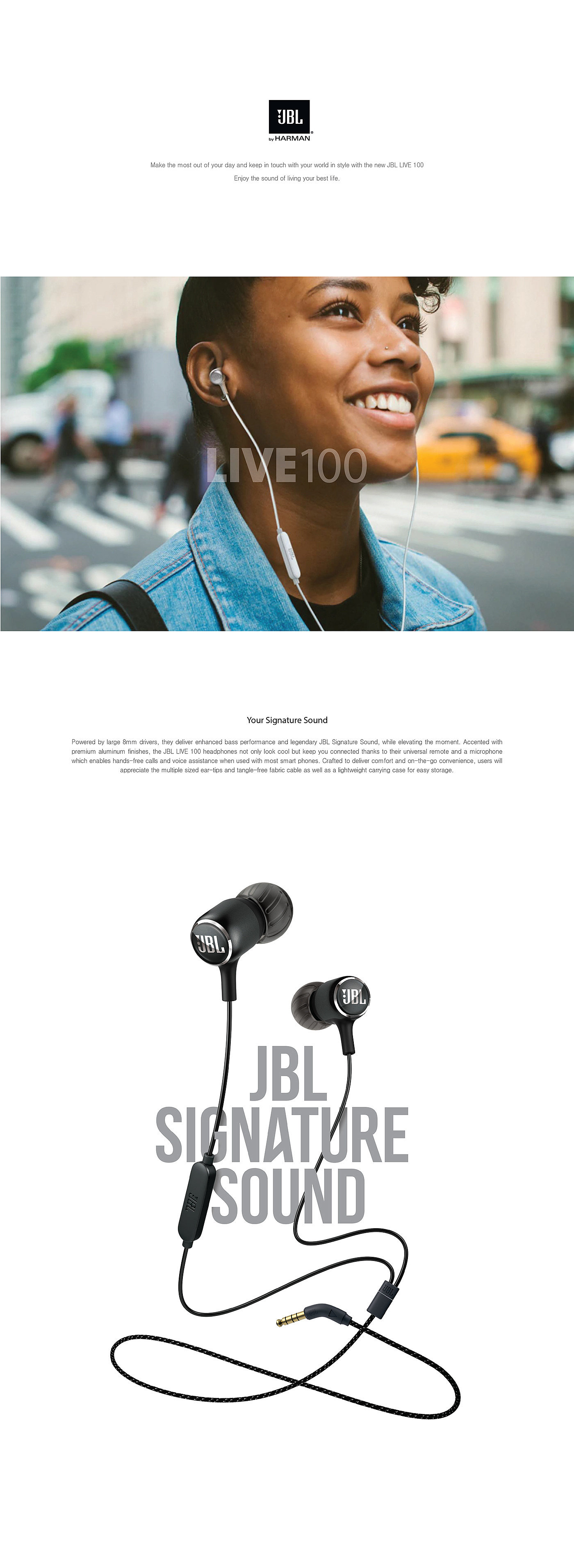 耳塞式，耳机，JBL LIVE100，