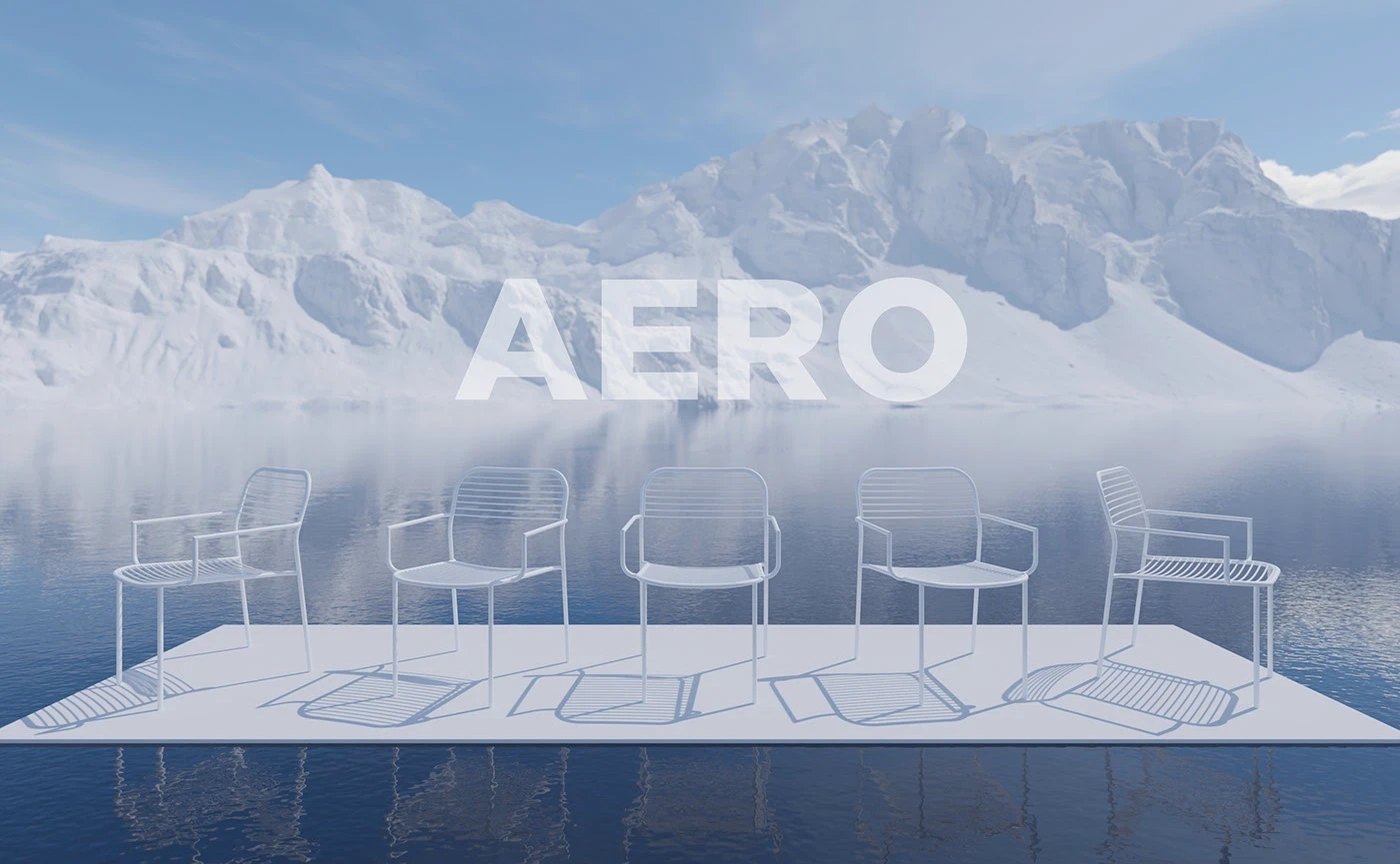 AERO COLLECTION，chair，Two-color mix and match，powder coated steel，Braided seat back，