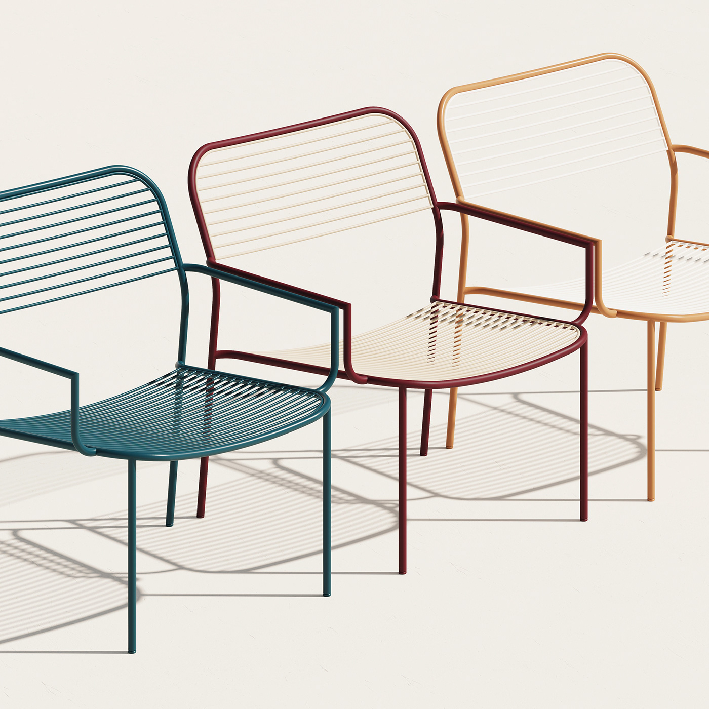 AERO COLLECTION，chair，Two-color mix and match，powder coated steel，Braided seat back，