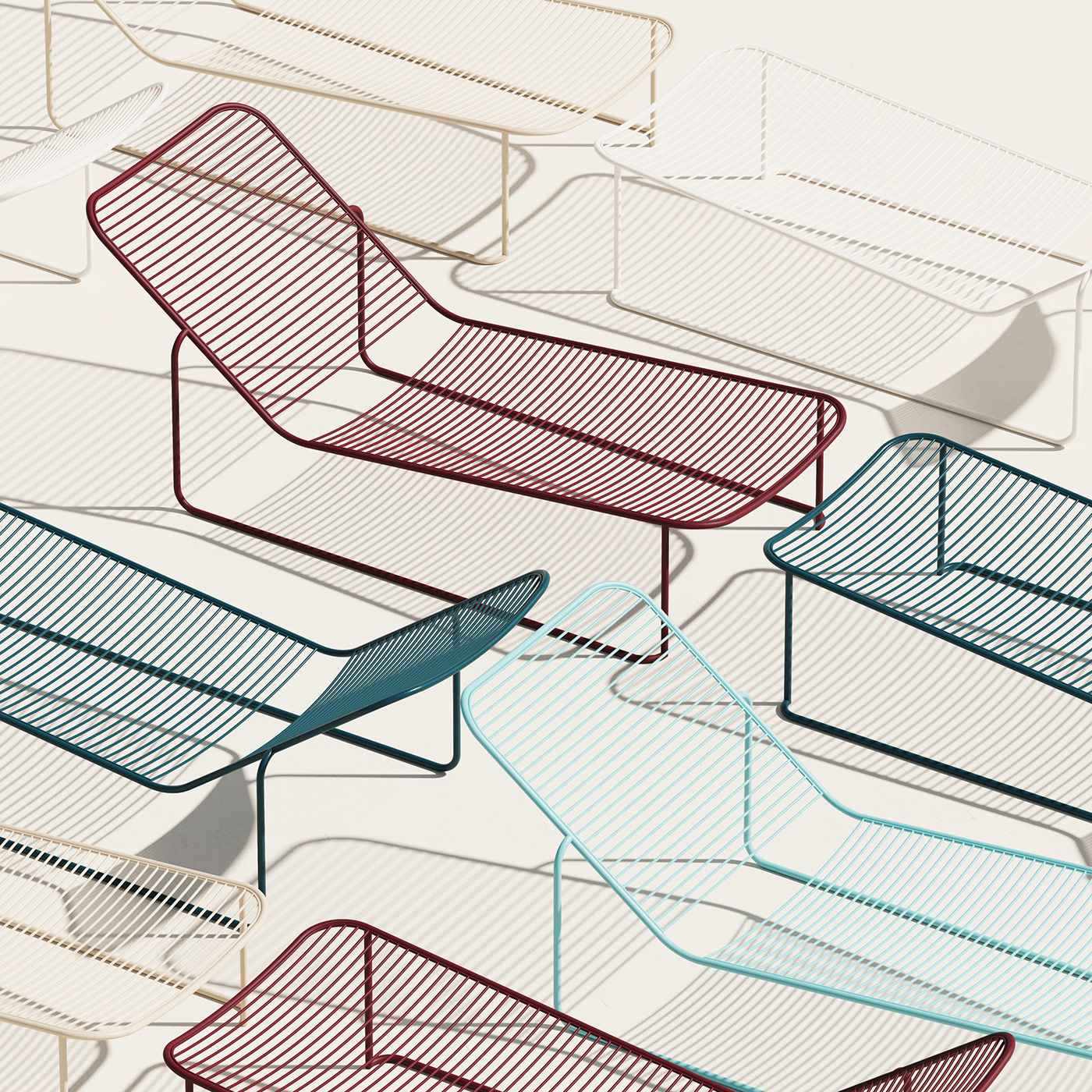 AERO COLLECTION，chair，Two-color mix and match，powder coated steel，Braided seat back，