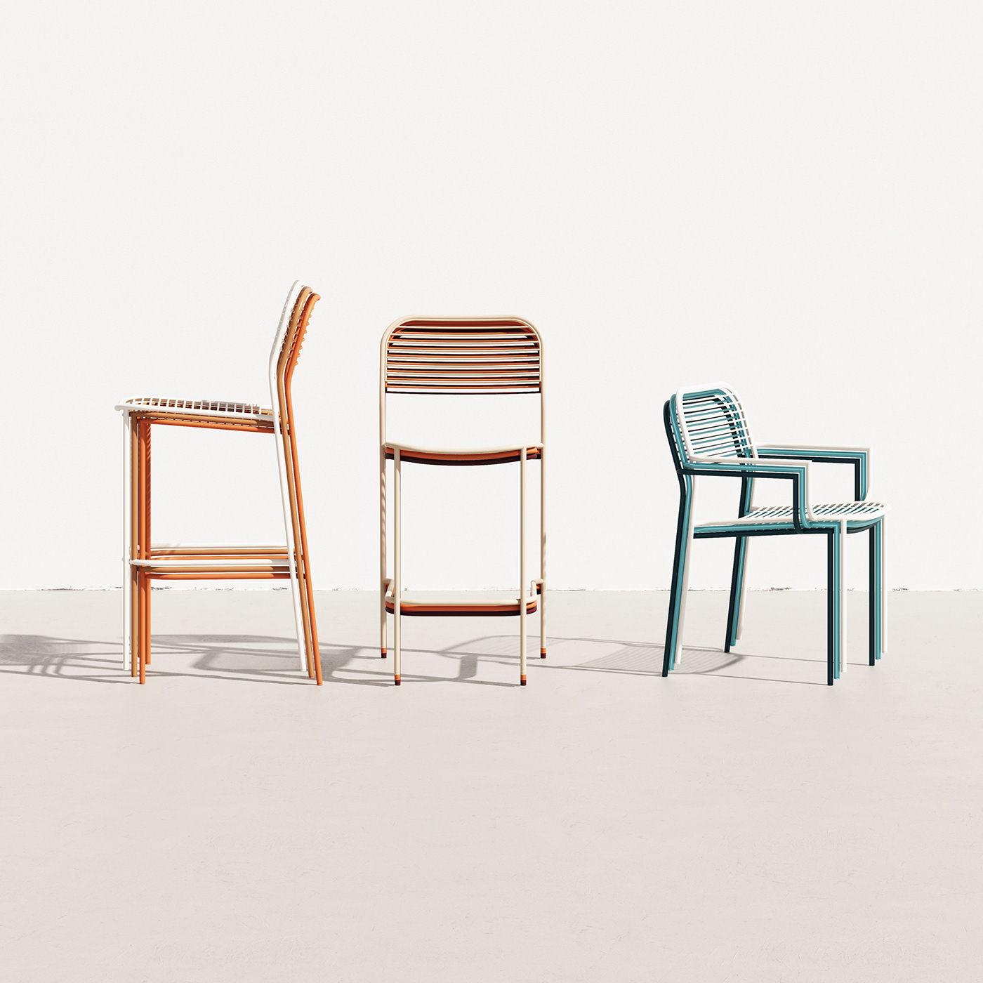 AERO COLLECTION，chair，Two-color mix and match，powder coated steel，Braided seat back，