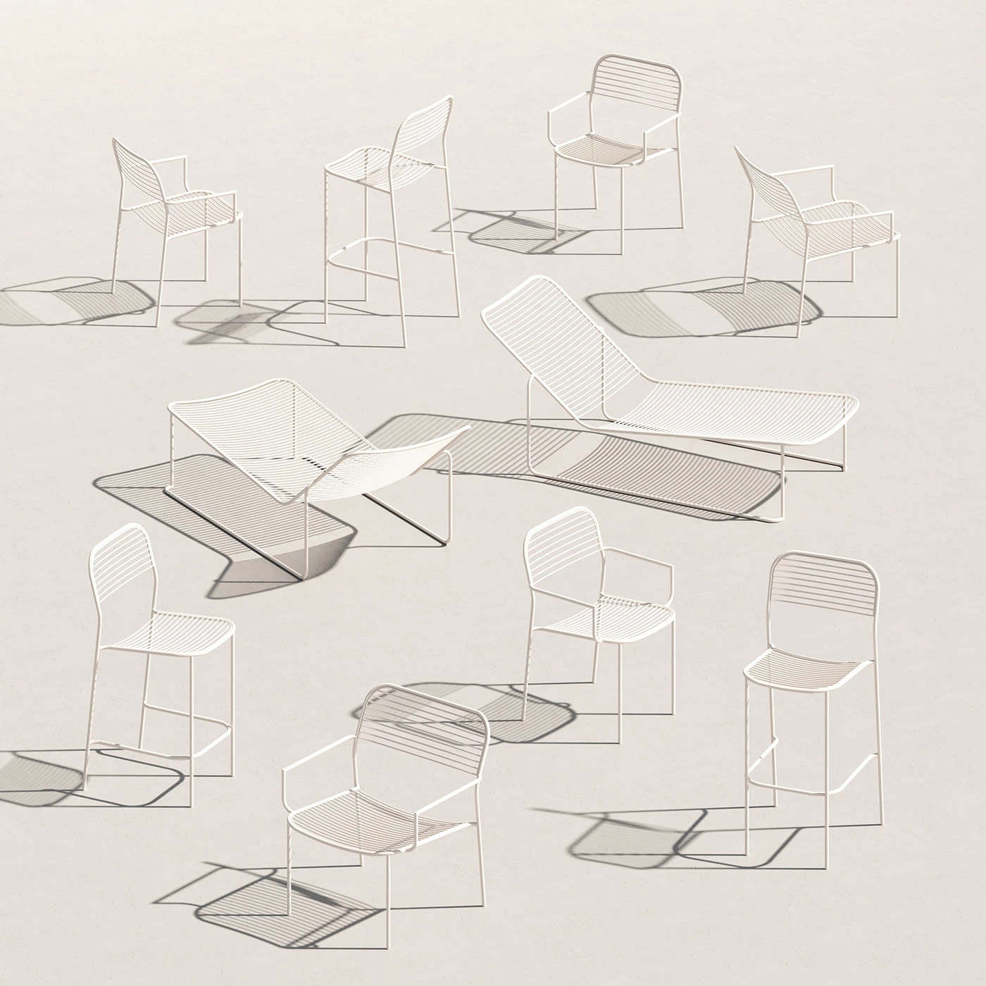 AERO COLLECTION，chair，Two-color mix and match，powder coated steel，Braided seat back，