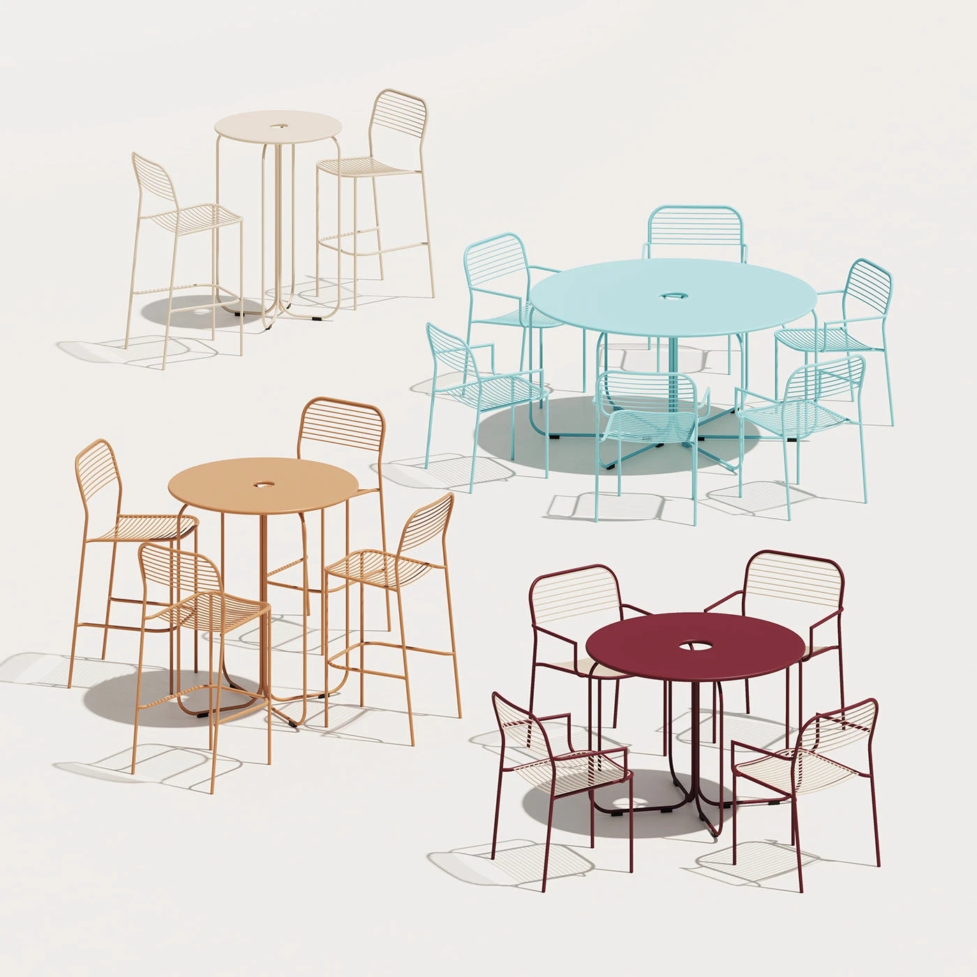 AERO COLLECTION，chair，Two-color mix and match，powder coated steel，Braided seat back，