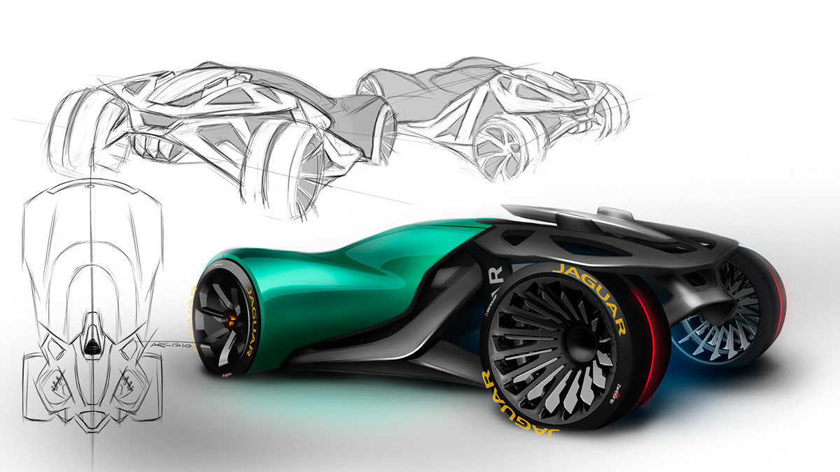 Jaguar，concept，industrial design，Automobile design，sketch，