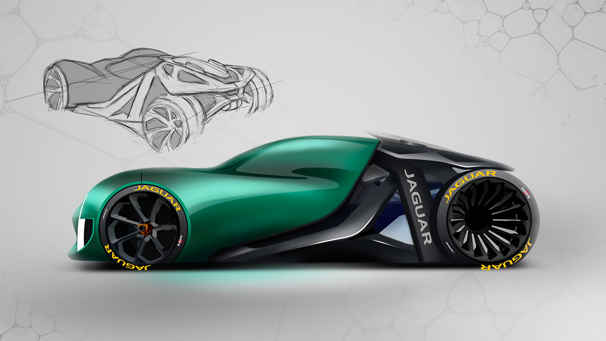 Jaguar，concept，industrial design，Automobile design，sketch，