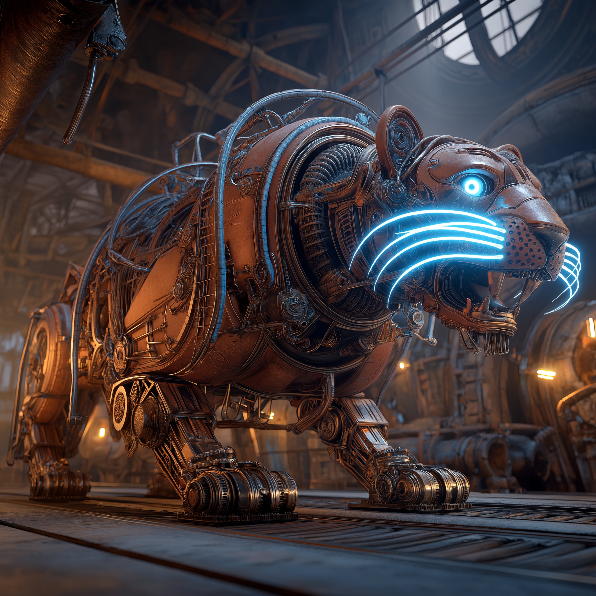 Steampunk Mechanical Beast Science Fiction Art，