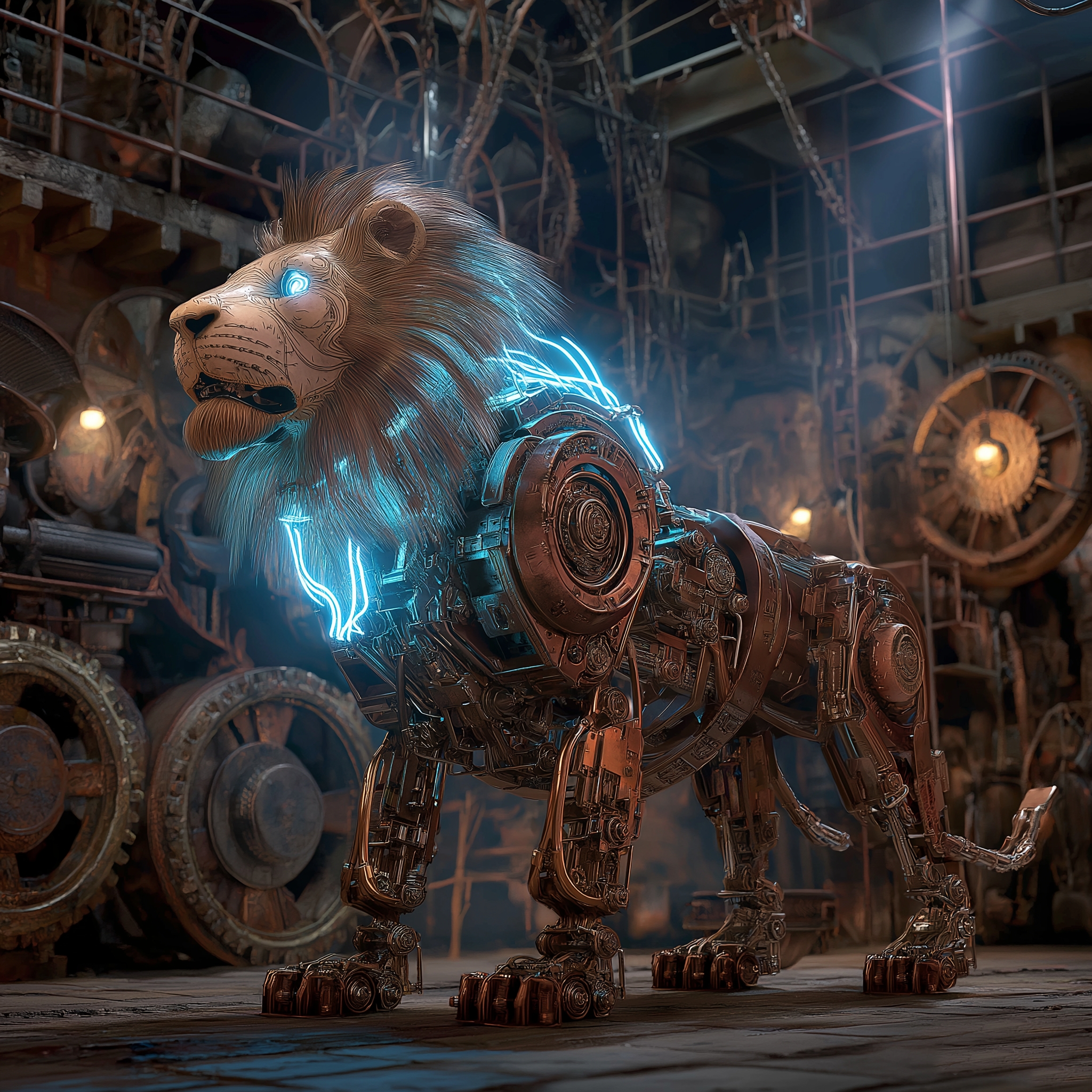 Steampunk Mechanical Beast Science Fiction Art，
