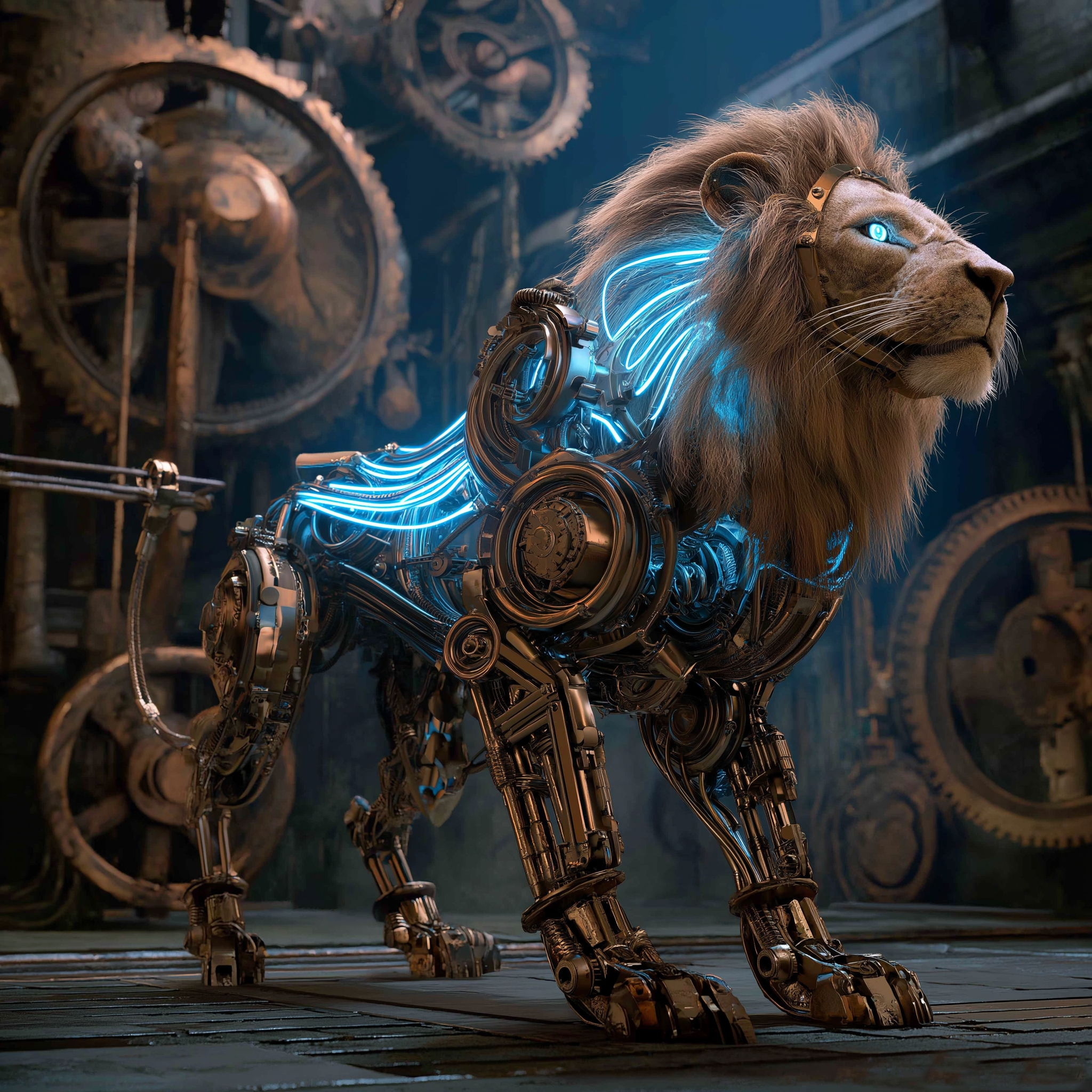 Steampunk Mechanical Beast Science Fiction Art，
