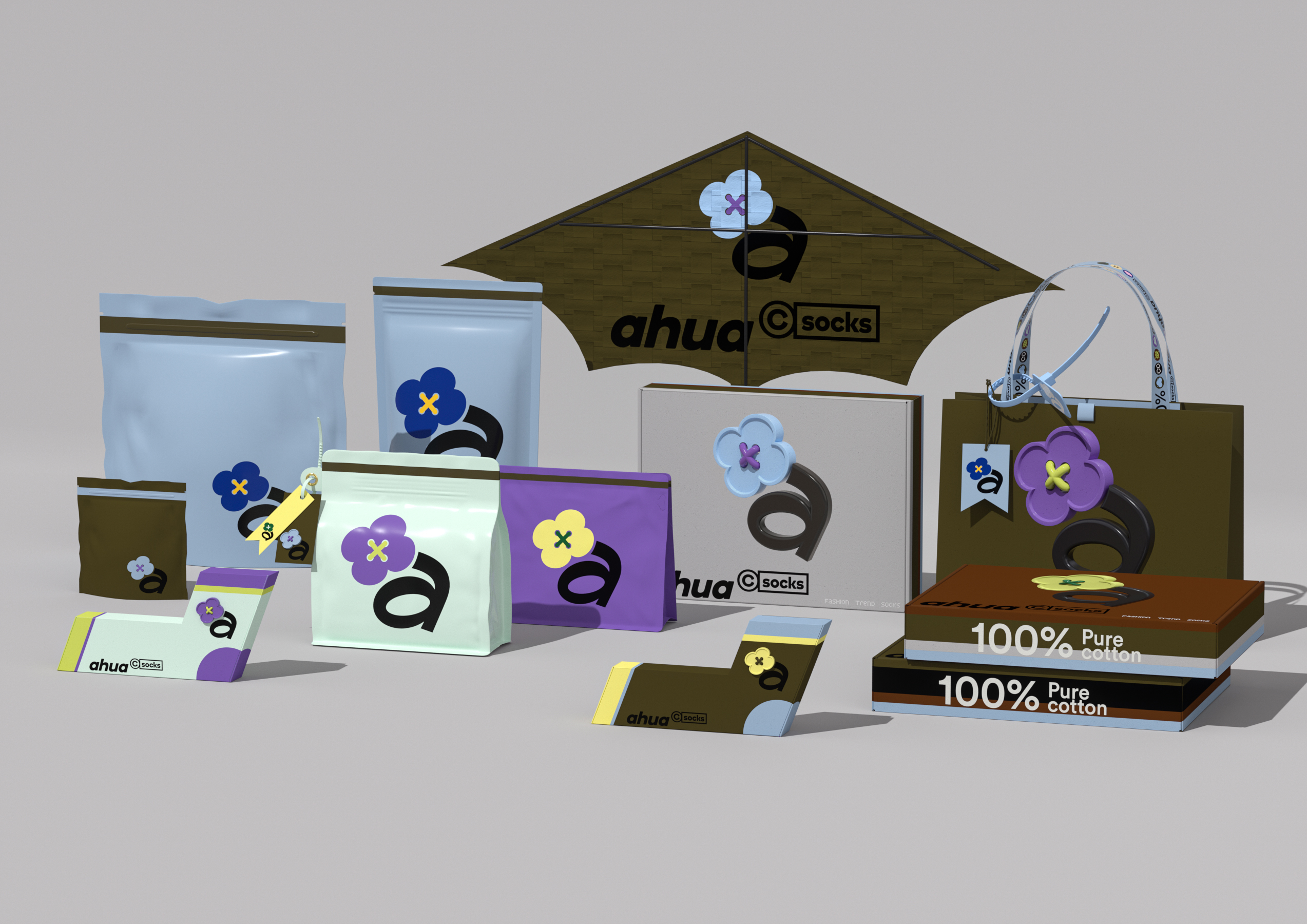 packing design，Logo design，product design，Brand design，VI design，brand image，Logo design，Socks packaging，