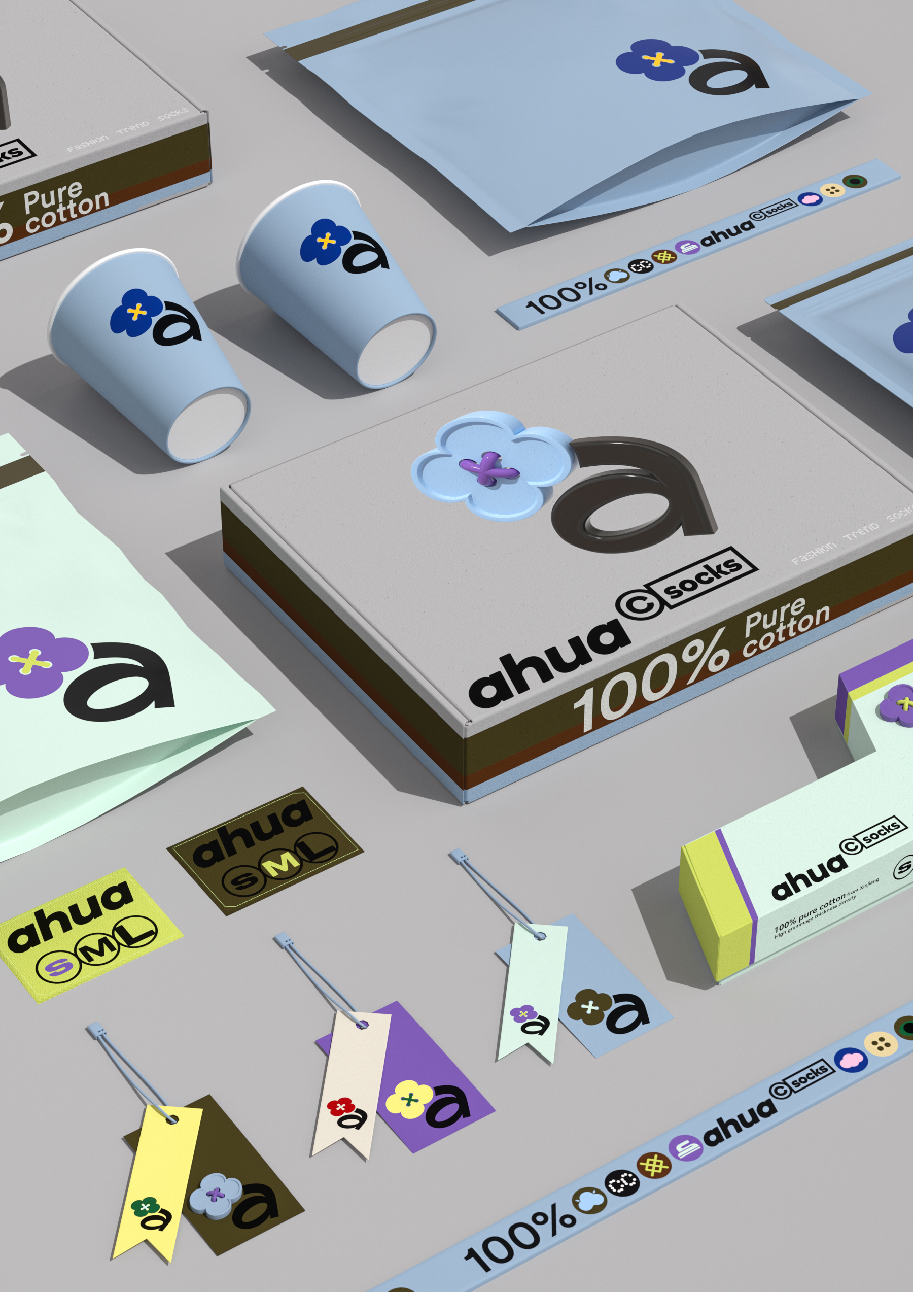 packing design，Logo design，product design，Brand design，VI design，brand image，Logo design，Socks packaging，