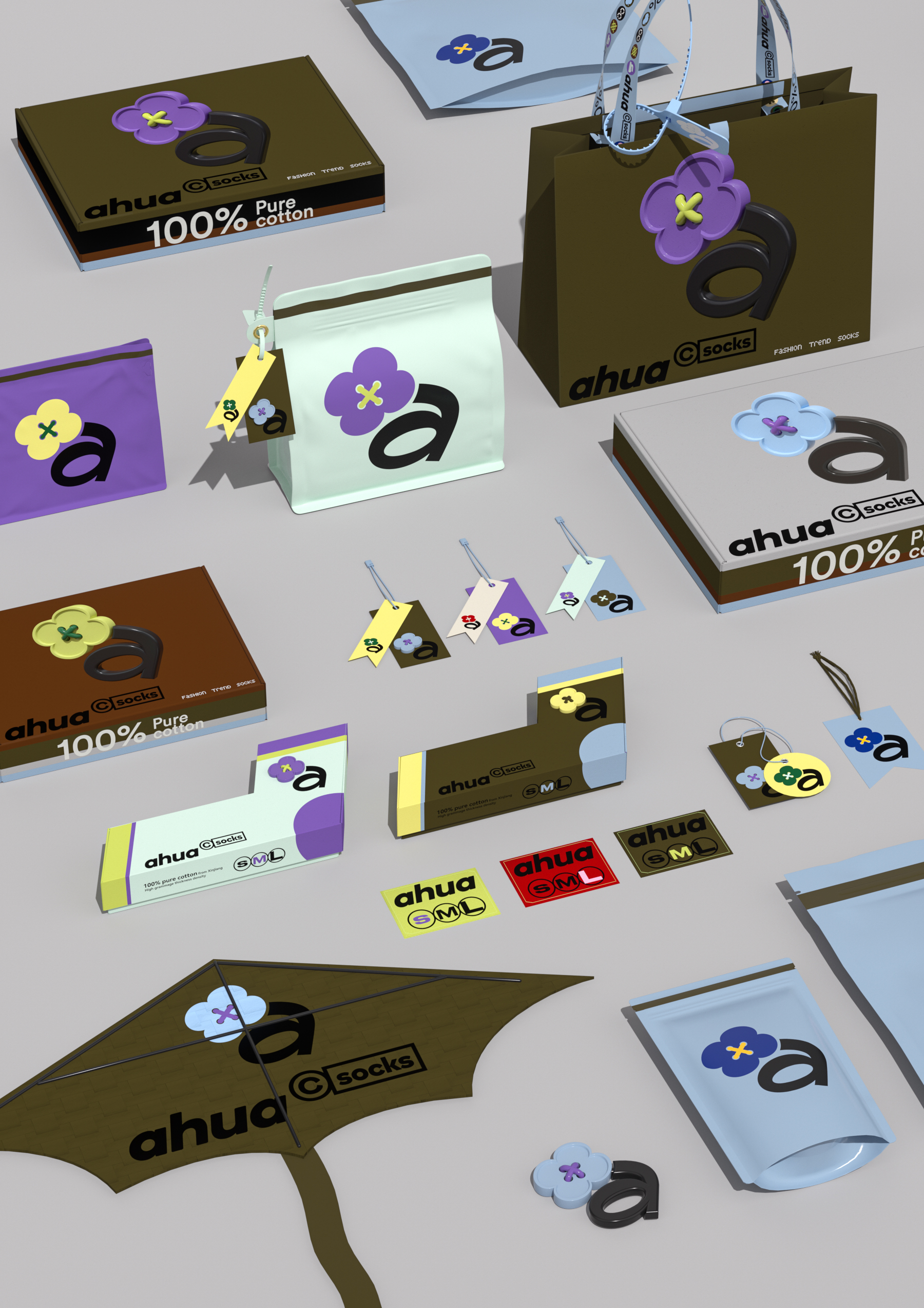 packing design，Logo design，product design，Brand design，VI design，brand image，Logo design，Socks packaging，