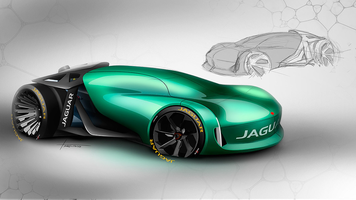 Jaguar，concept，industrial design，Automobile design，sketch，