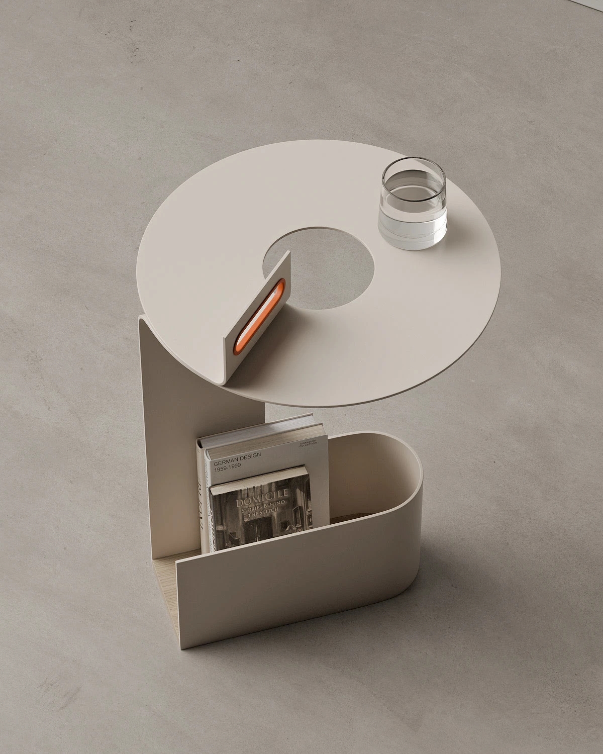 Twist，Metal，Side table，Integrated bookshelf，multi-function，