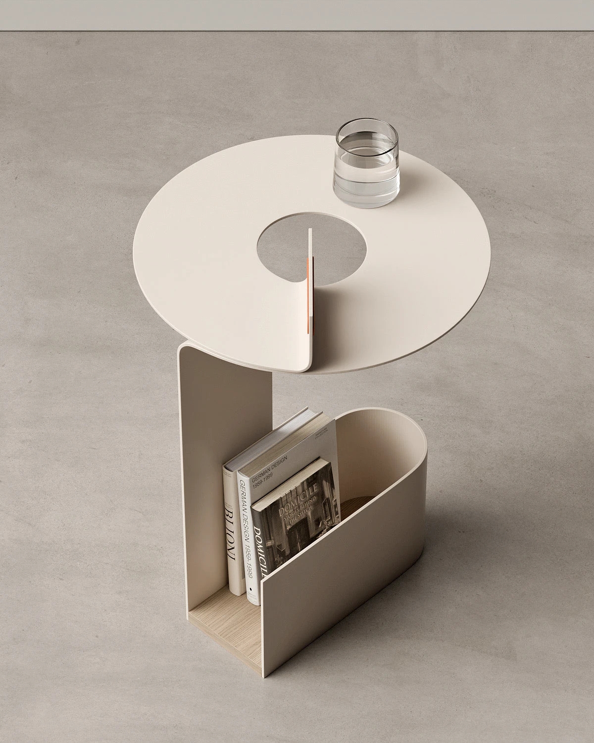 Twist，Metal，Side table，Integrated bookshelf，multi-function，