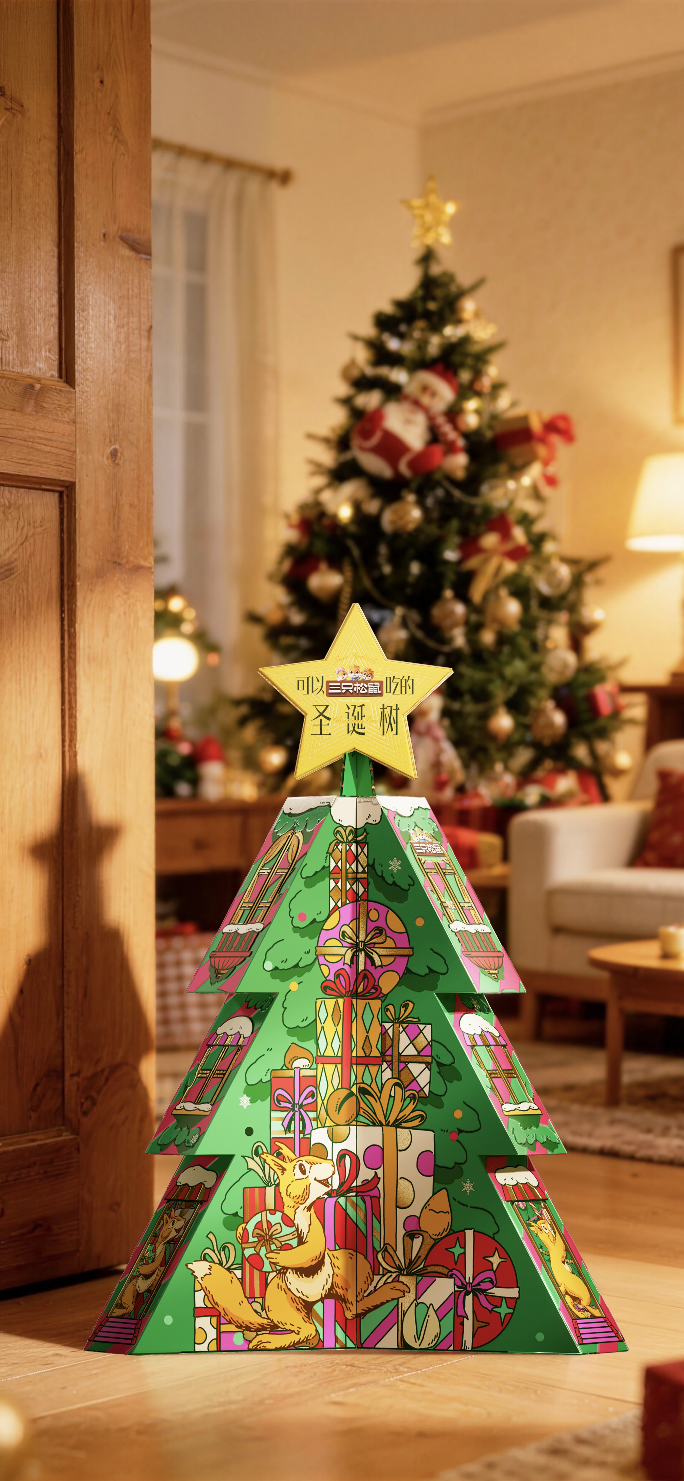 packing design，Layout design，Holiday gift box，Gift box packaging design，Three Squirrels，christmas，Alien Gift Box，