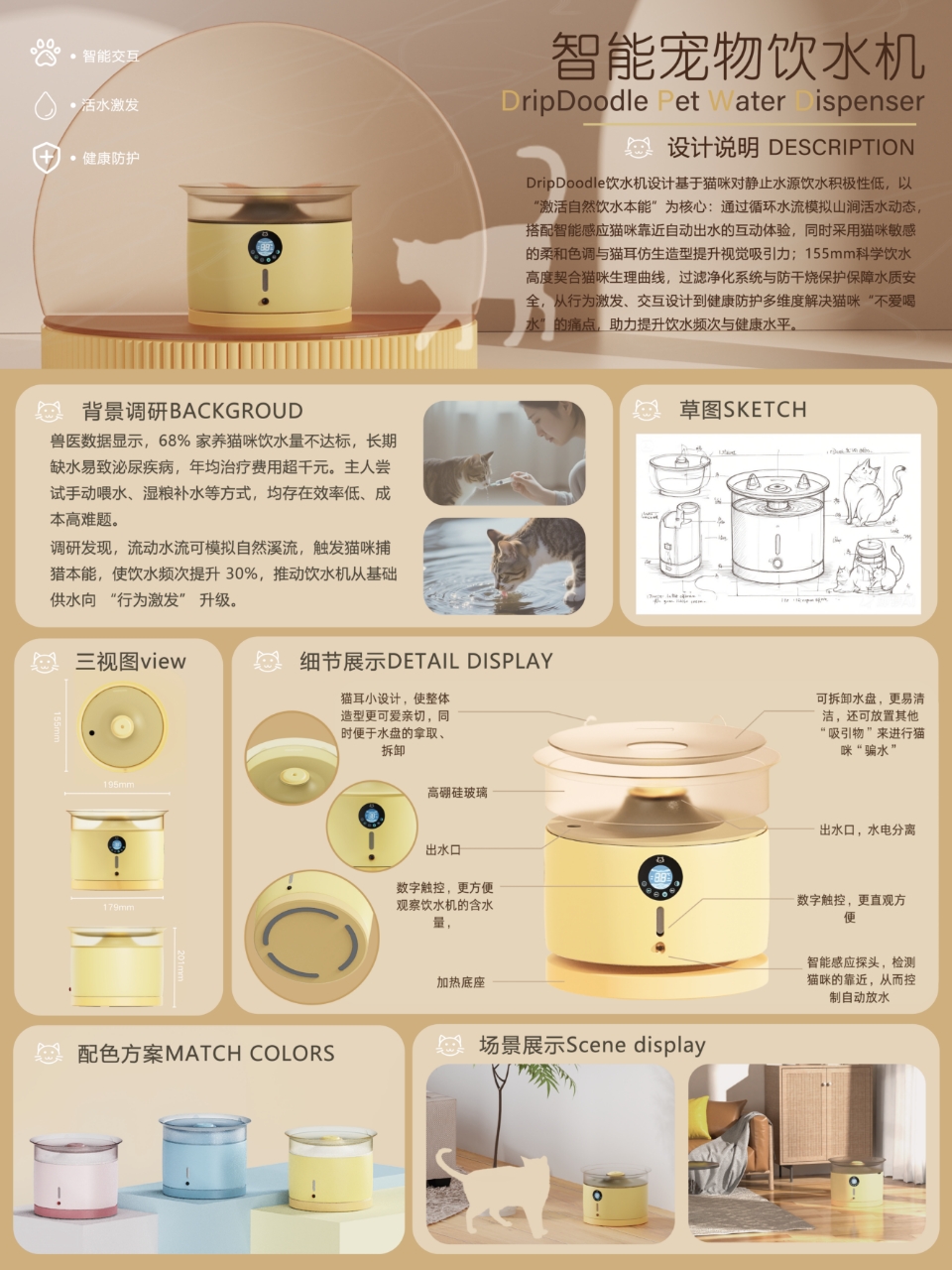 Pet Supplies & Pet，Pet water dispenser，Pet care，Intelligent water dispenser，human pet interaction，