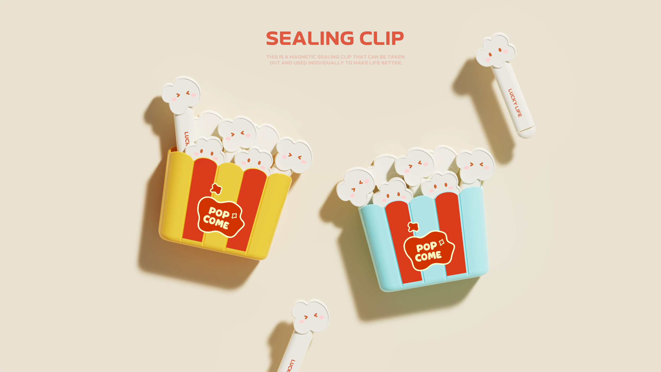Sealing clip，popcorn，lovely，Cute fun，originality，Fried Shrimp，