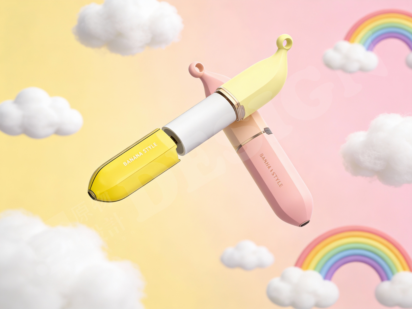 Hair sticking device，Banana shape，Cartoon hair sticking device，Dust removal hand-held hair gluing device，