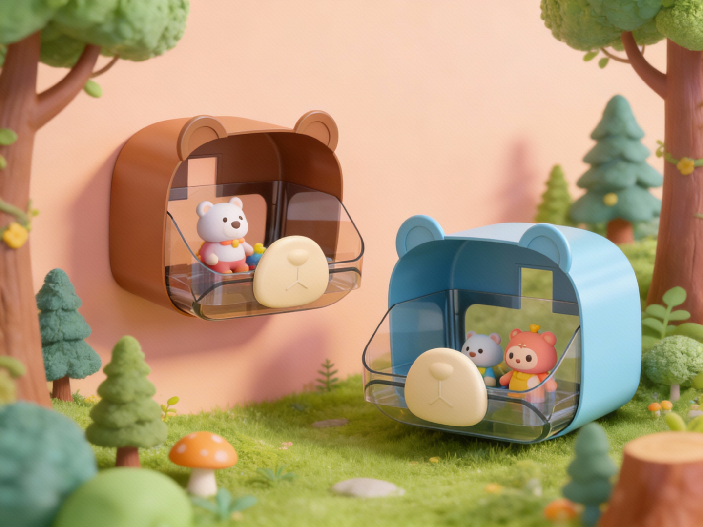 Wall-mounted storage rack，Cartoon Storage Rack，Wall-mounted storage box，Cartoon bear products，