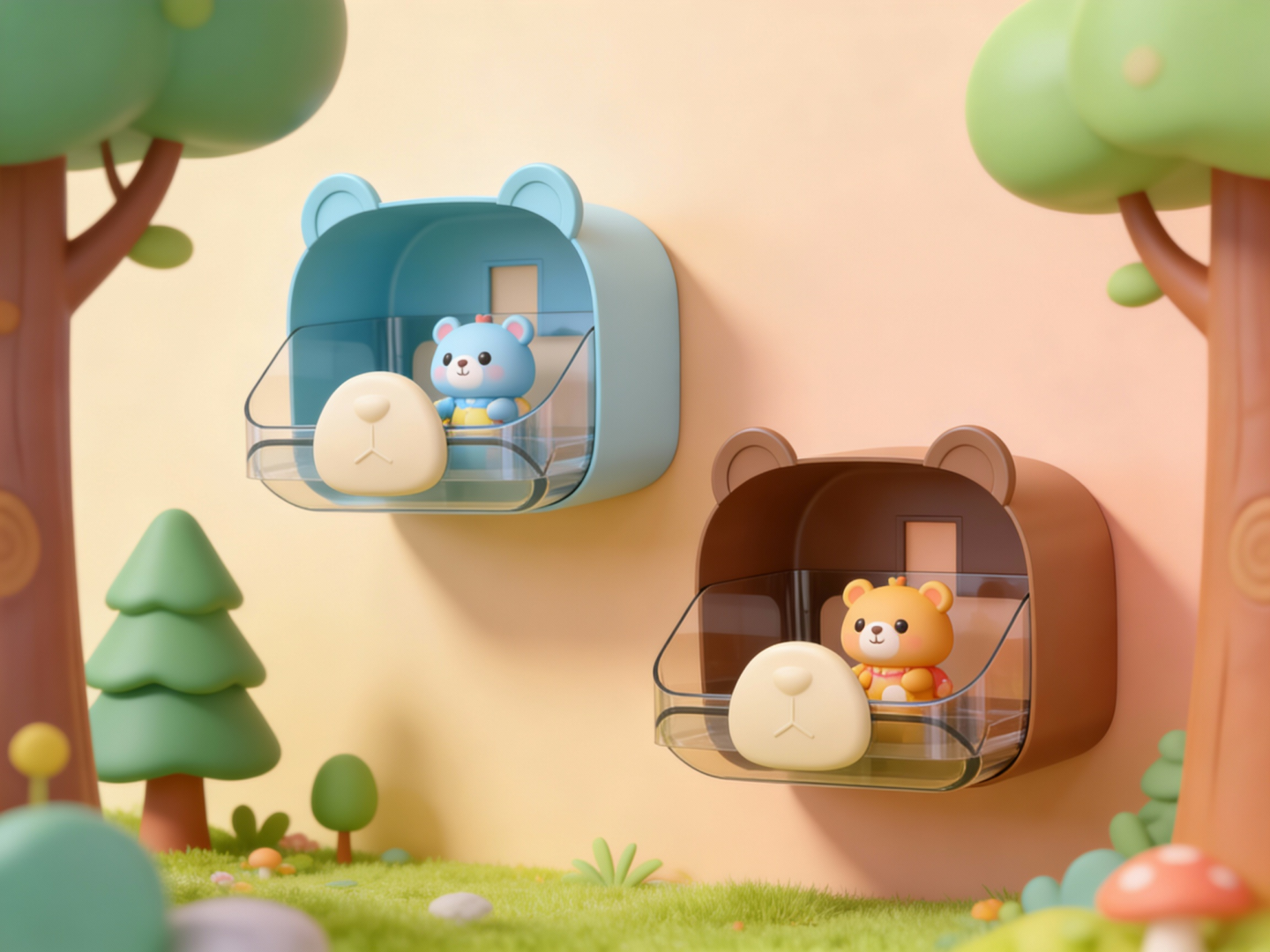 Wall-mounted storage rack，Cartoon Storage Rack，Wall-mounted storage box，Cartoon bear products，