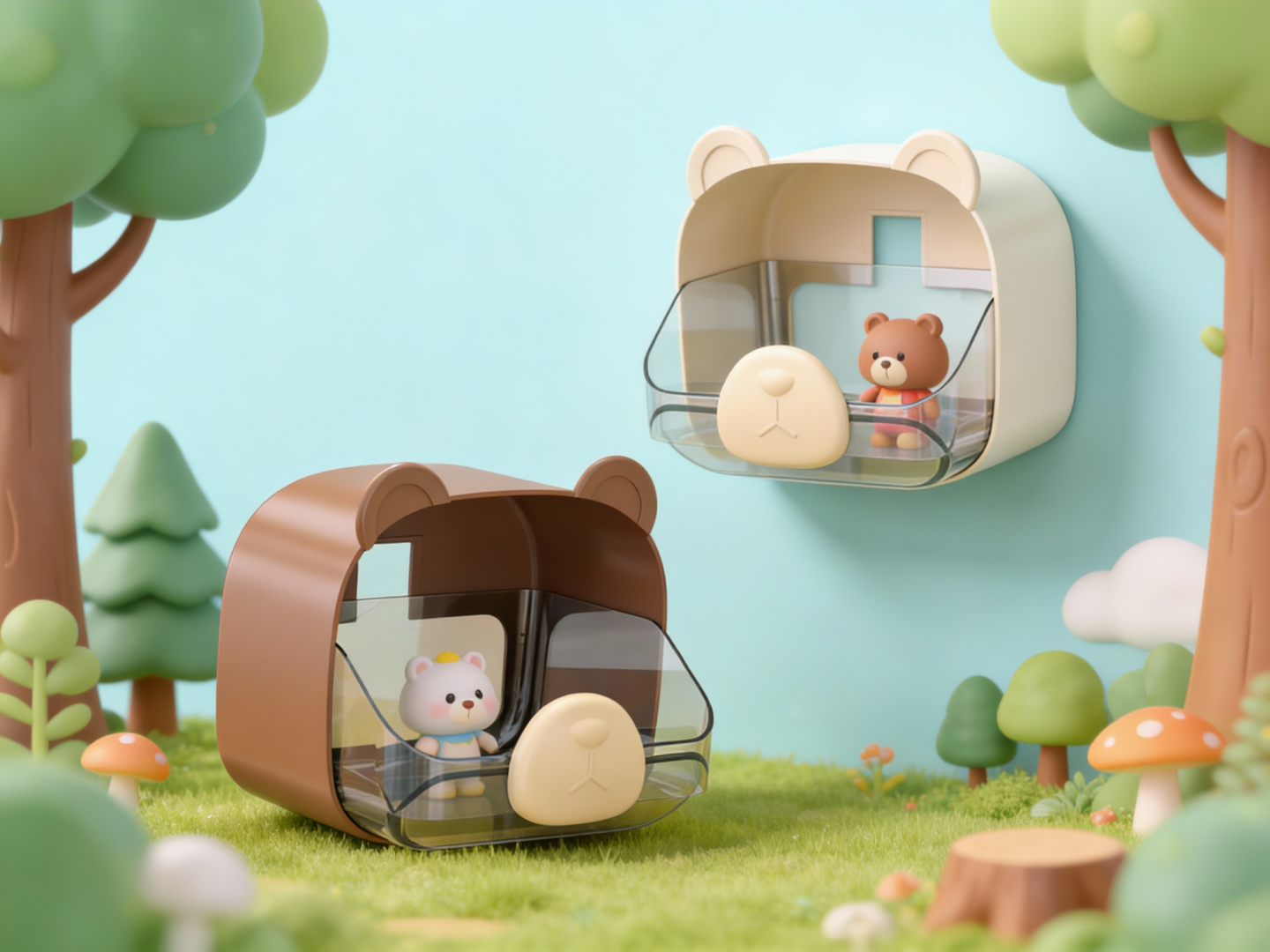 Wall-mounted storage rack，Cartoon Storage Rack，Wall-mounted storage box，Cartoon bear products，