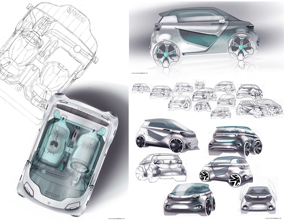 Automobile design，conceptual design，Benz，smart，Hand drawn，