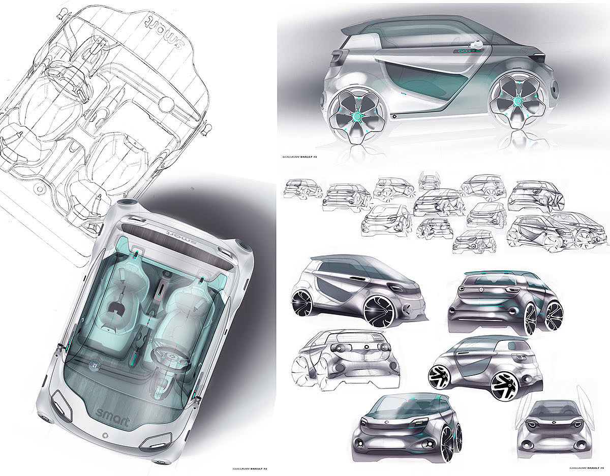 汽车设计，概念设计，奔驰，smart，手绘，