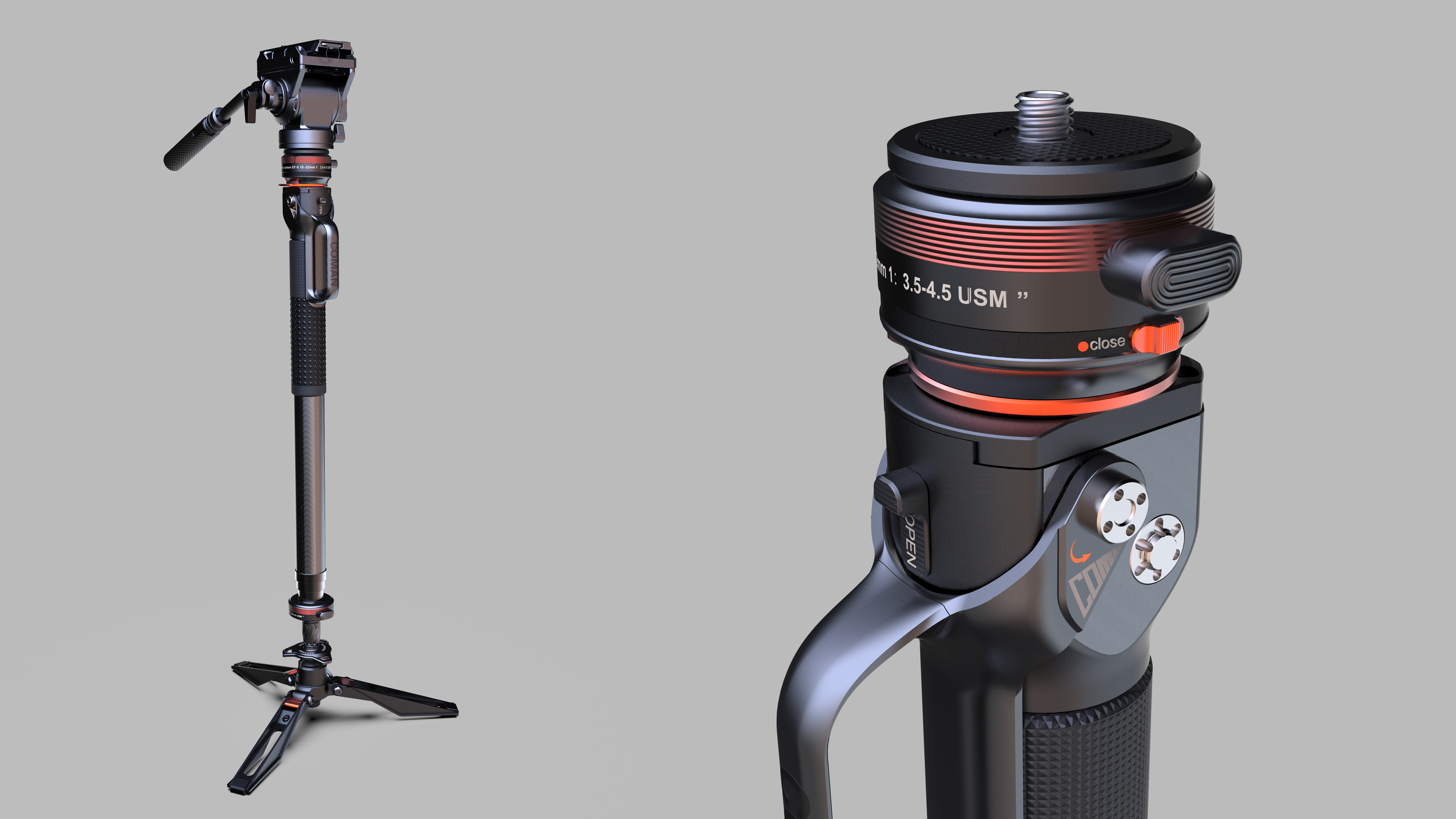 tripod，Product modeling，Industrial Design，Structural design，Lightweight design，Appearance design，Photography，Photographic equipment，