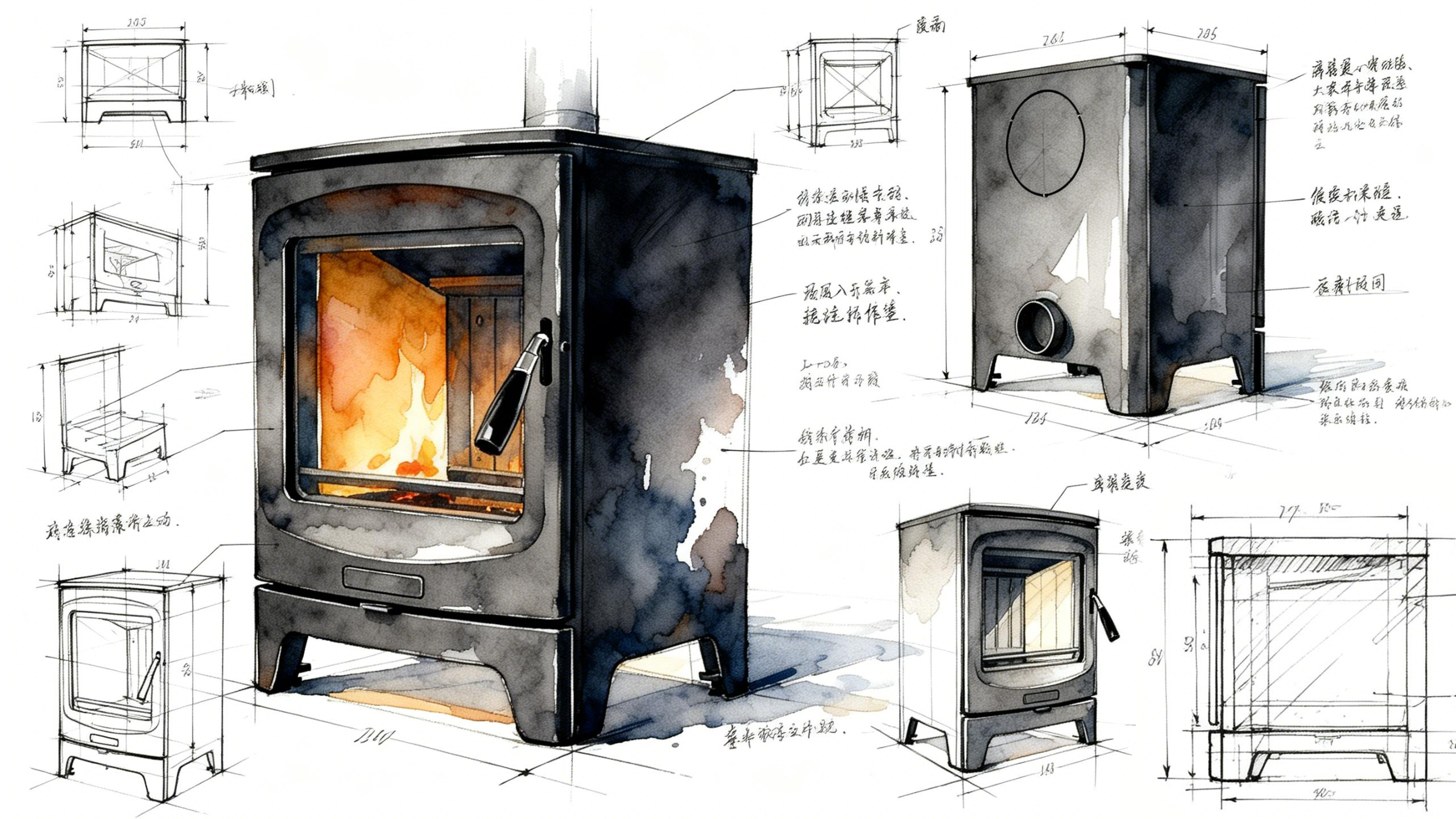 industrial design，Creative design，sheet metal cast iron，Structural design，Prototype production，design analysis ，Wood burning fireplace，True Fire Fireplace，