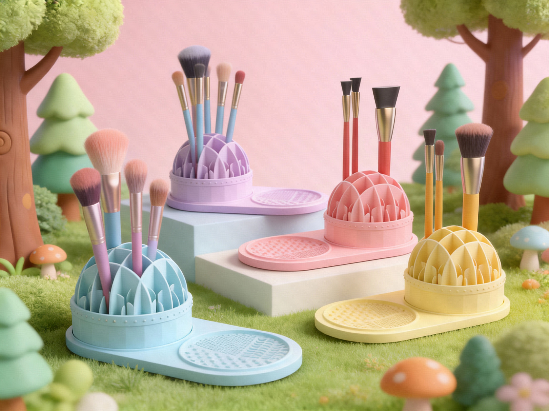 Cosmetic brush storage，Makeup brush cleaning tool，Makeup Egg Cleaning Brush，Silicone cosmetic storage box，Silicone storage，