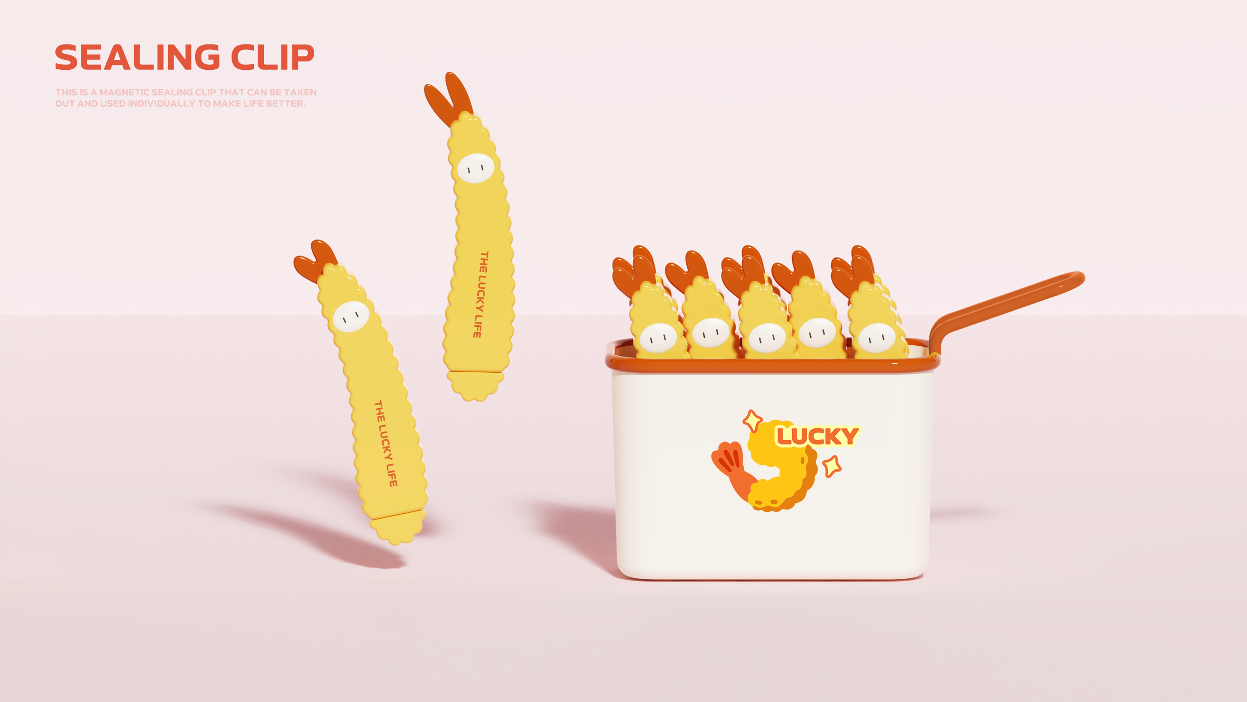 Sealing clip，popcorn，lovely，Cute fun，originality，Fried Shrimp，