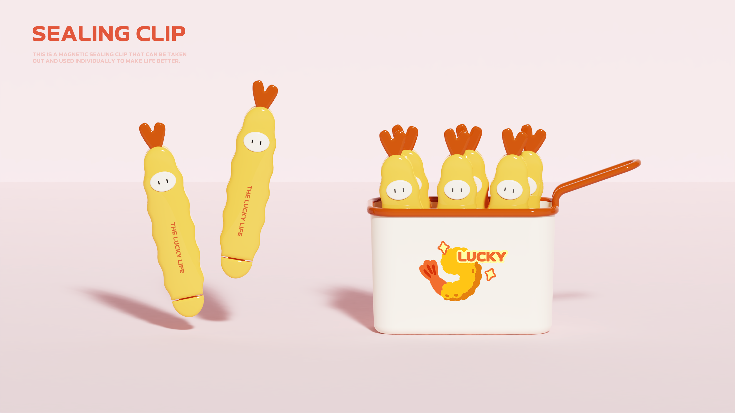 Sealing clip，popcorn，lovely，Cute fun，originality，Fried Shrimp，