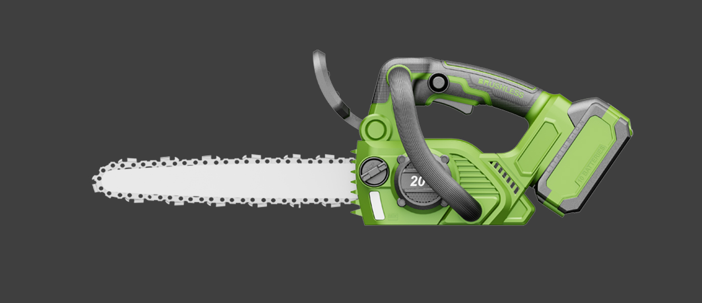 lithium electric chain saw，Appearance design，Structural design，Put into operation，