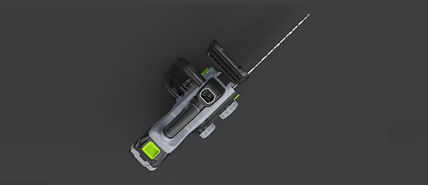 lithium electric chain saw，Appearance design，Structural design，Put into operation，