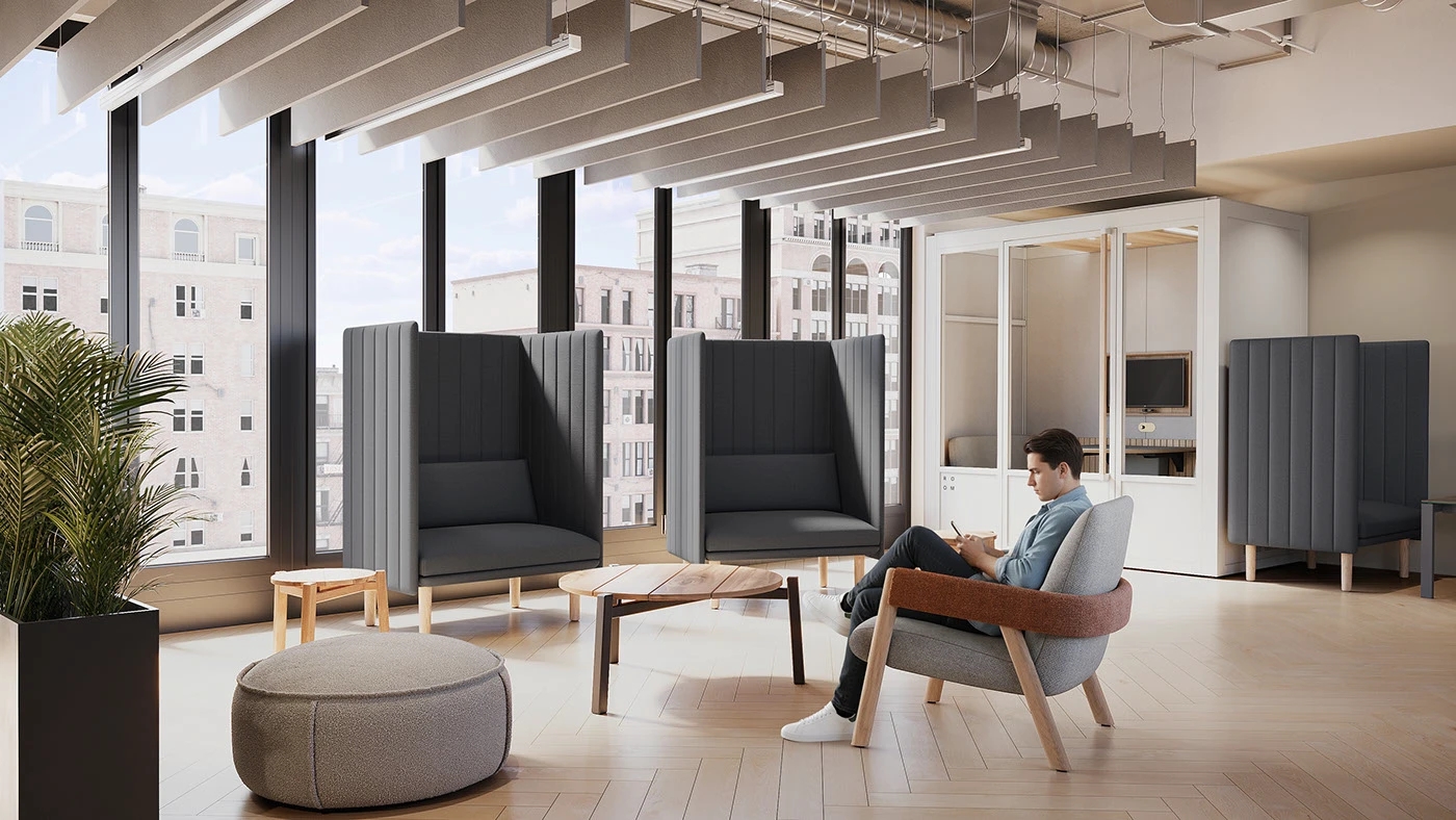 ROOM Acoustic，workplace，Acoustic Sofa，Render Animation，