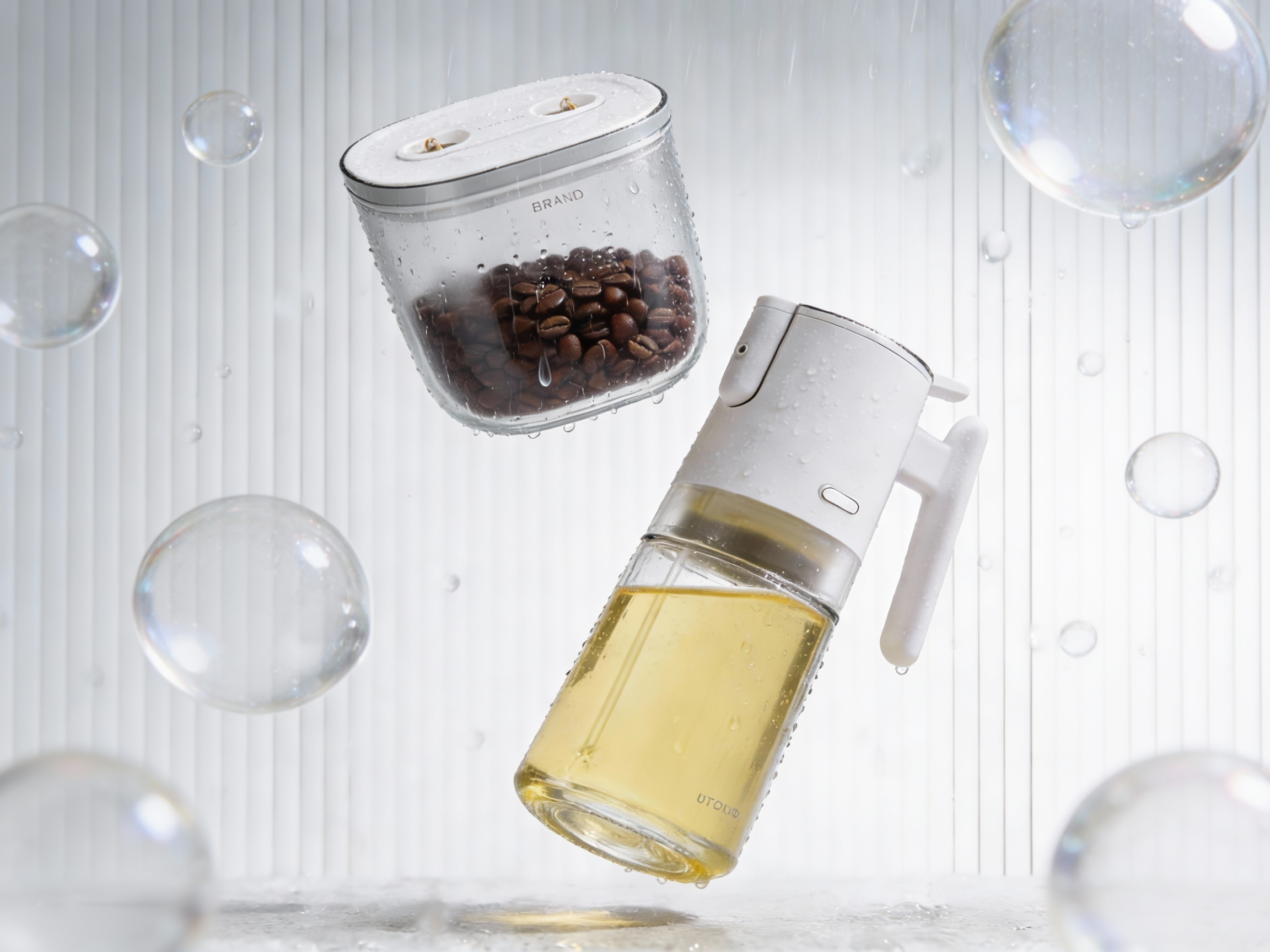 Oil pot design，Spray the integrated oil pot，Light Luxury Style Kitchen Item Design，Design of sealing tank，coffee can design，Vacuum coffee cans，