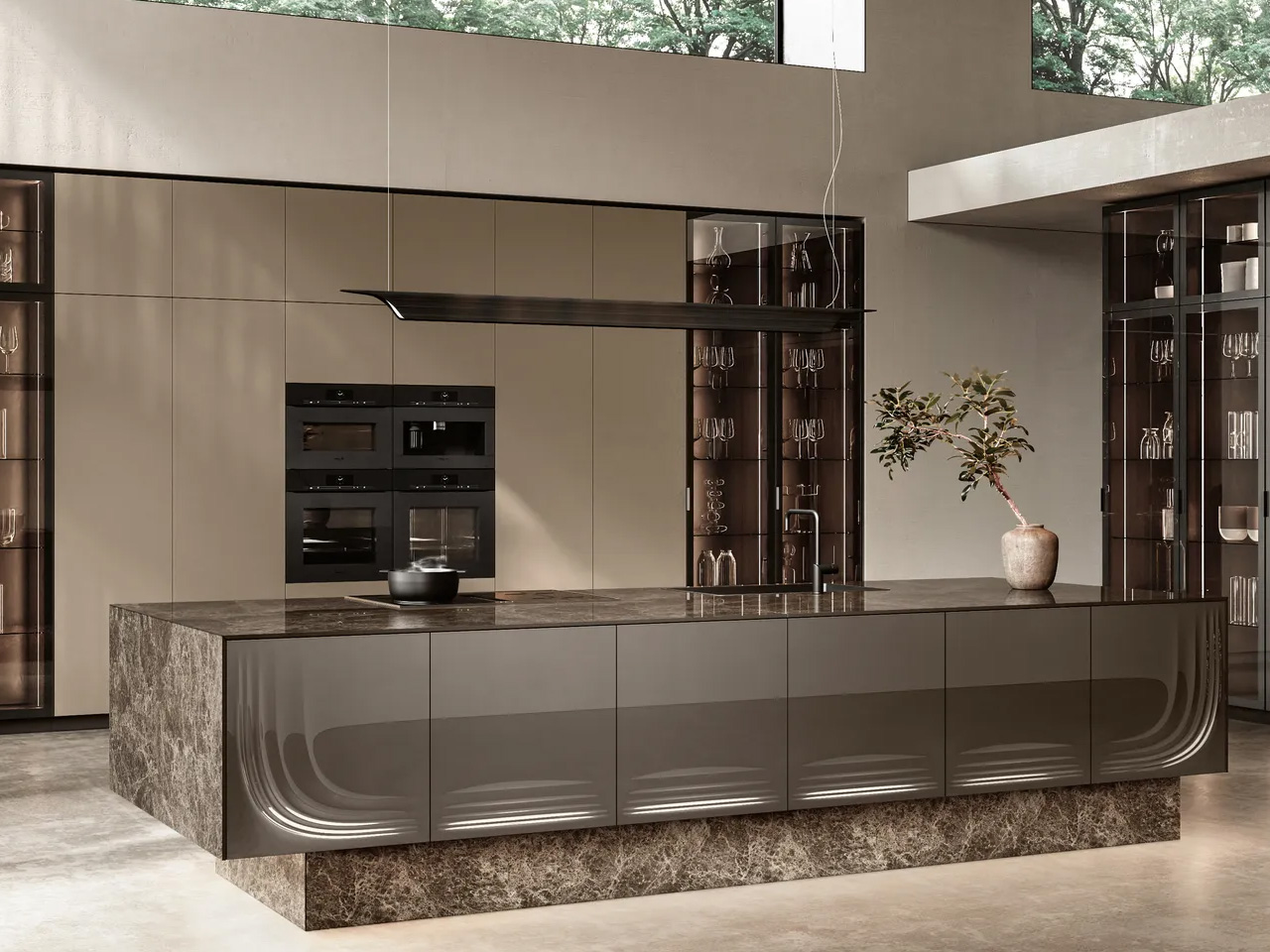 Onda Kitchen Series，Milan Design Week 2025，Customizable island platform，fluid geometry，building furniture，