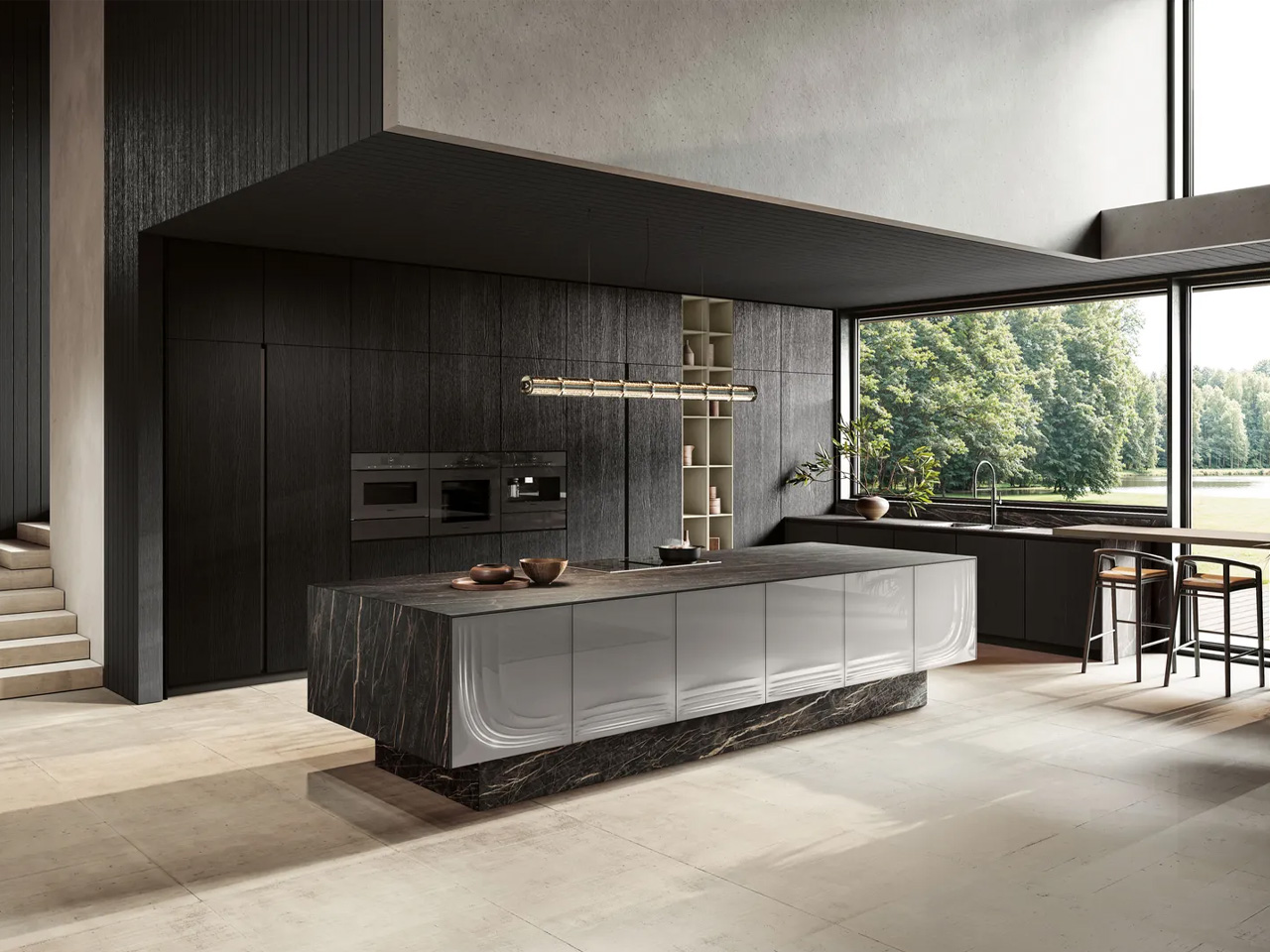Onda Kitchen Series，Milan Design Week 2025，Customizable island platform，fluid geometry，building furniture，