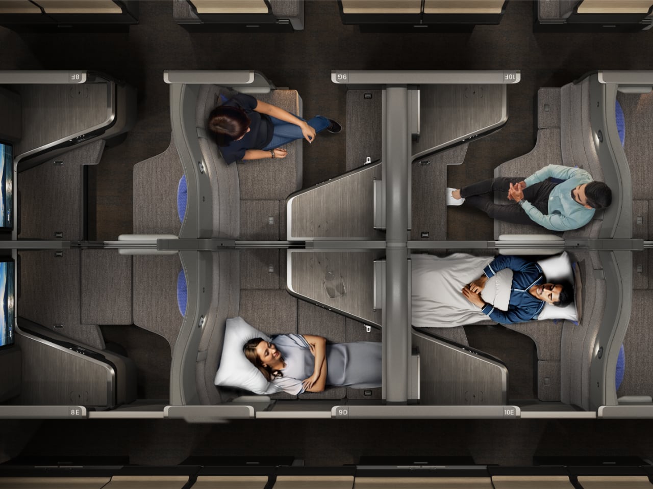 business class in sofa style，reclined seat，The Room FX，Electric leg rest，Longitudinal space，