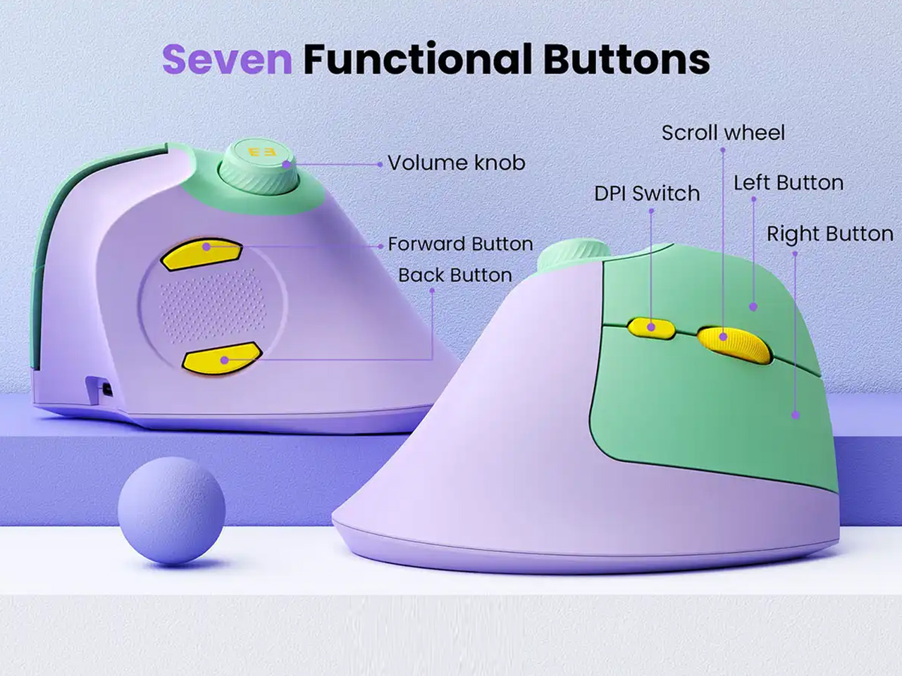 Vertical Ergonomics，Mute/mechanical dual mode，mouse，Seenda MOU-302，57 ° vertical grip，