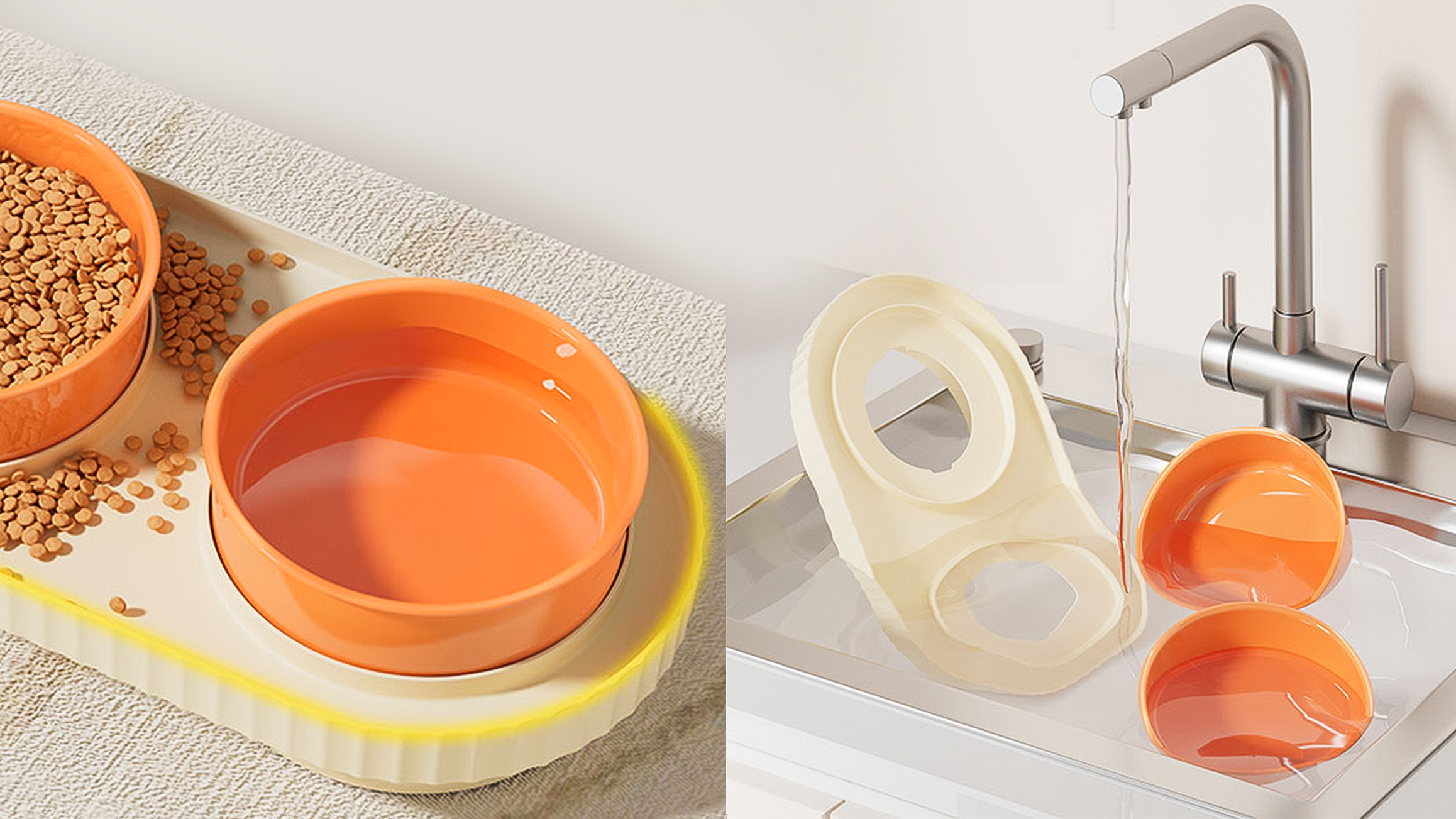 Product appearance design，Product structure design，industrial design，Pet products design，Pet Bowl Design，Pet double bowl，Product rendering，product design，