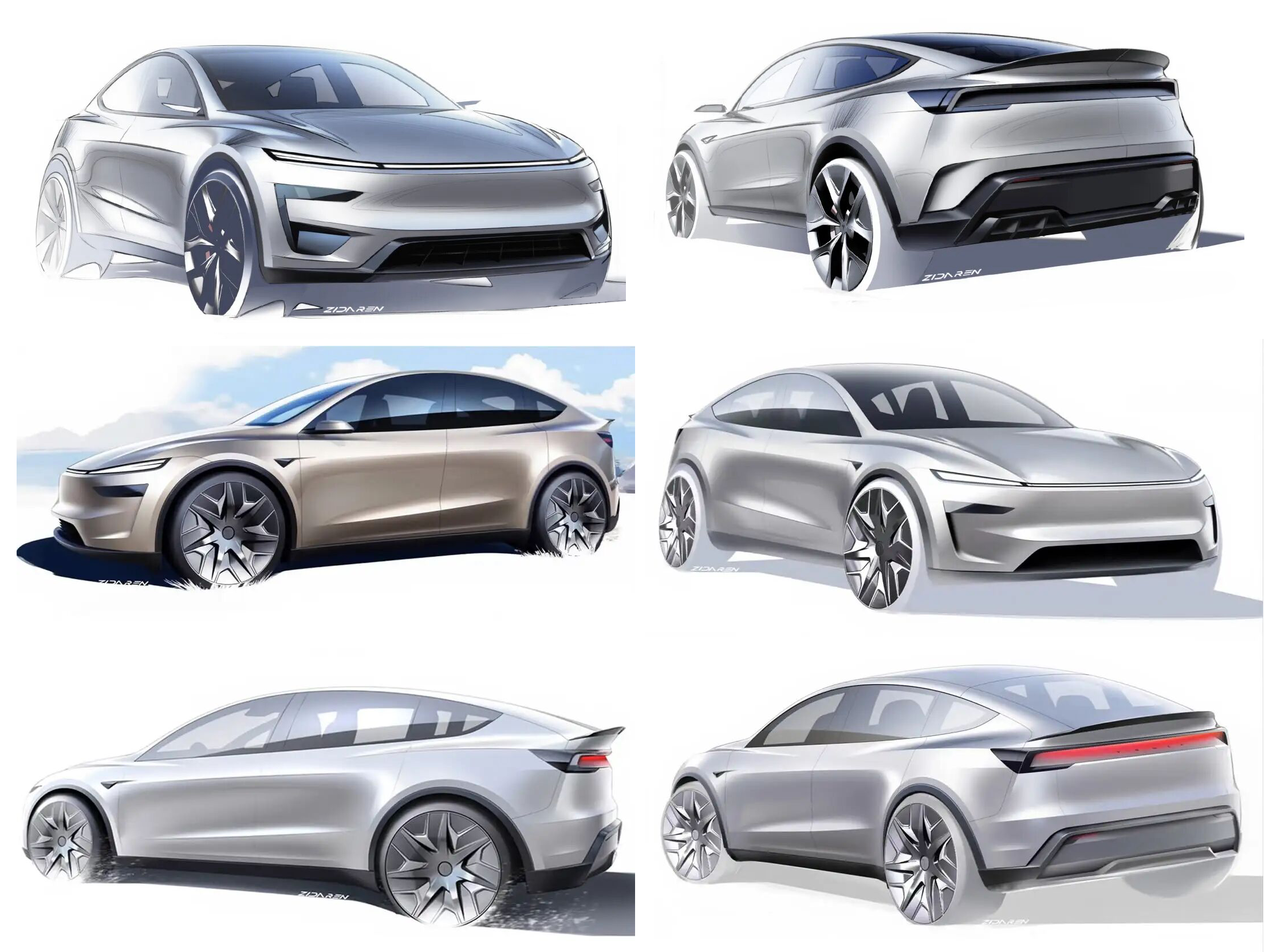 tesla，design，Sketches，EV，