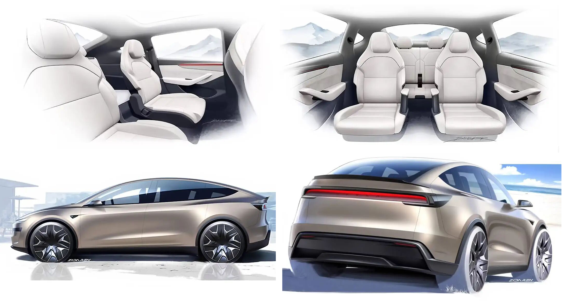 tesla，design，Sketches，EV，
