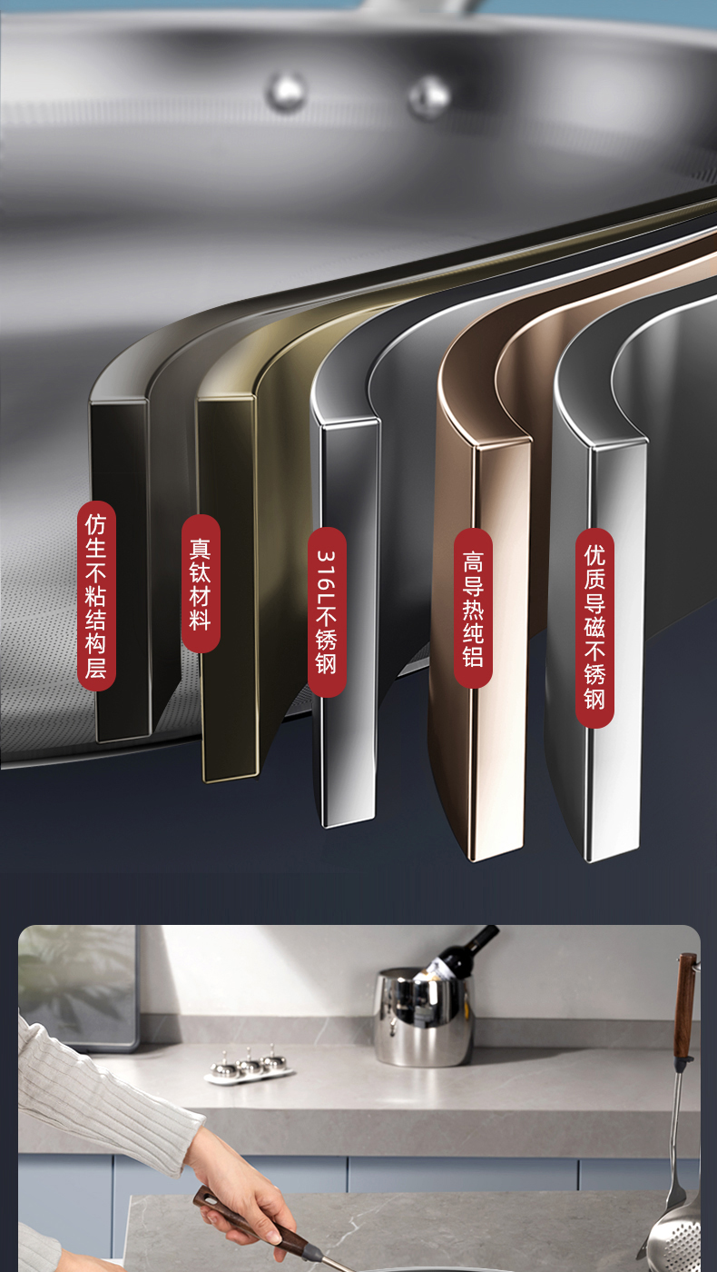 pot，Wok，non-stick cookware，Conbach，Design，cookware，New design，0 Coating，