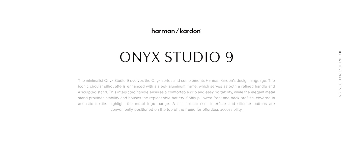 Onyx Studio 9，Round aluminum frame，Acoustic fabric，Minimalist UI，Bluetooth Speaker ，