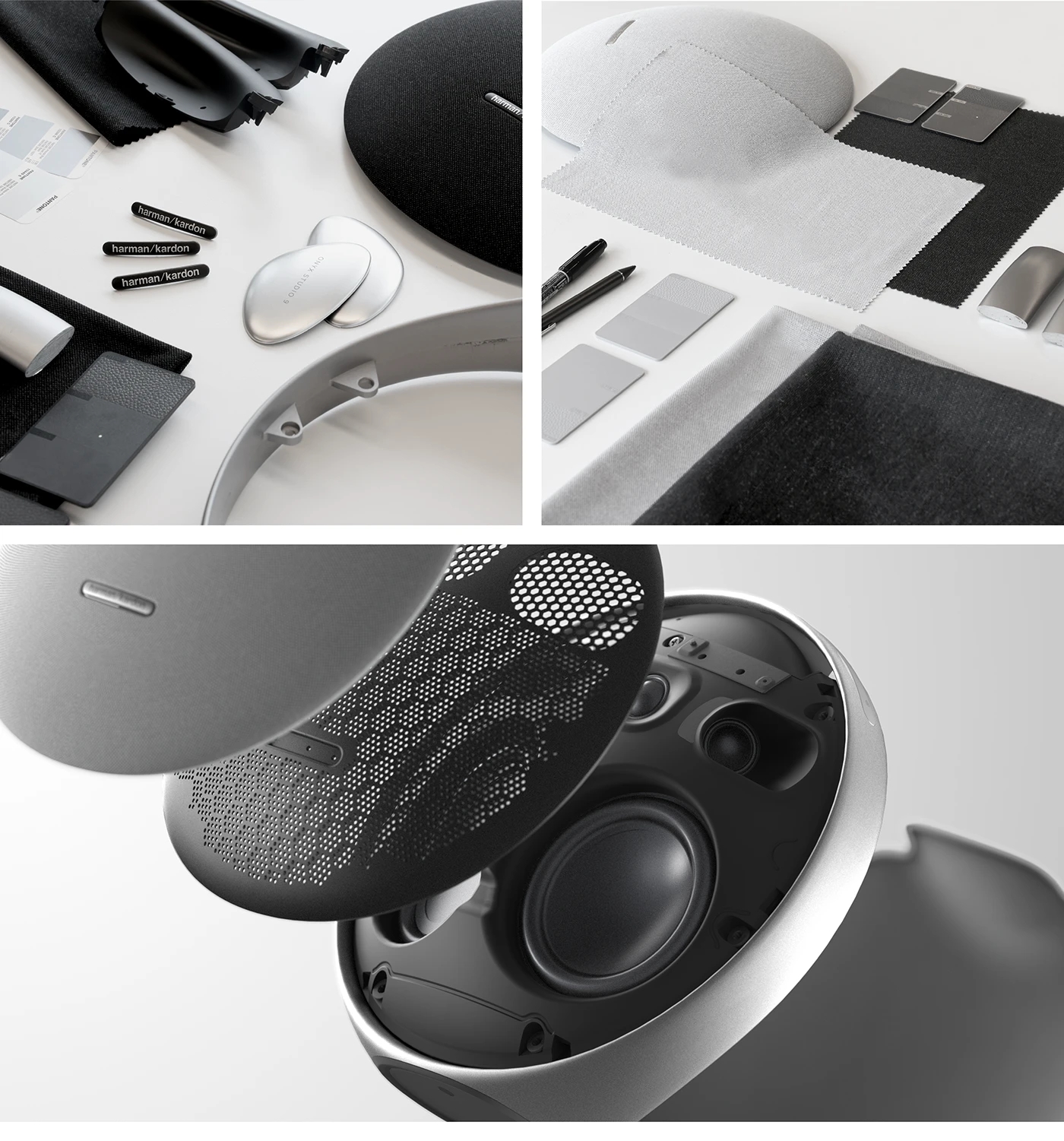 Onyx Studio 9，Round aluminum frame，Acoustic fabric，Minimalist UI，Bluetooth Speaker ，