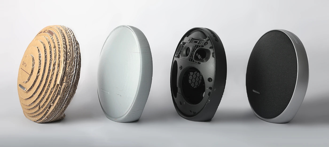 Onyx Studio 9，Round aluminum frame，Acoustic fabric，Minimalist UI，Bluetooth Speaker ，