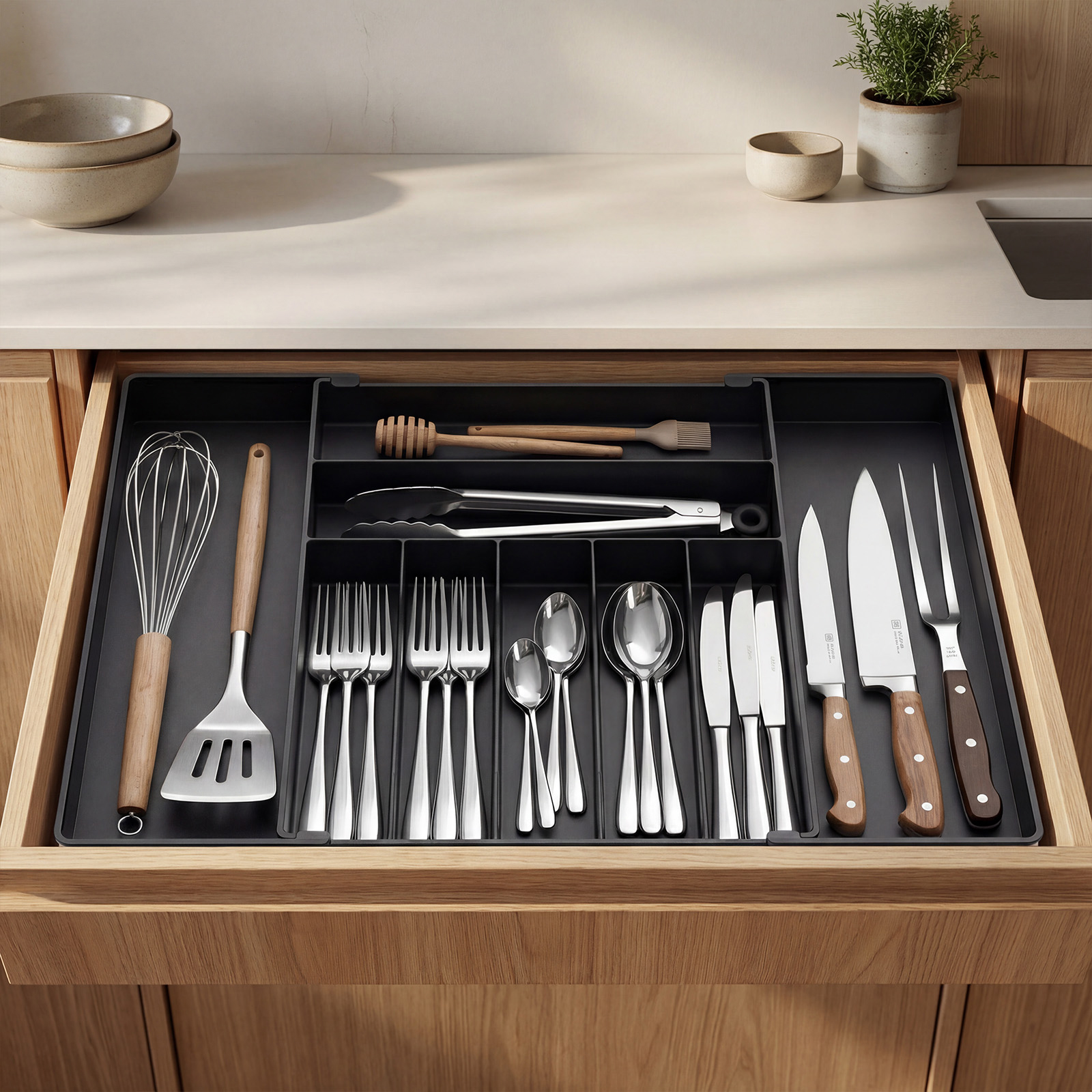 Kitchen supplies, knife and fork storage box, drawer, tableware，