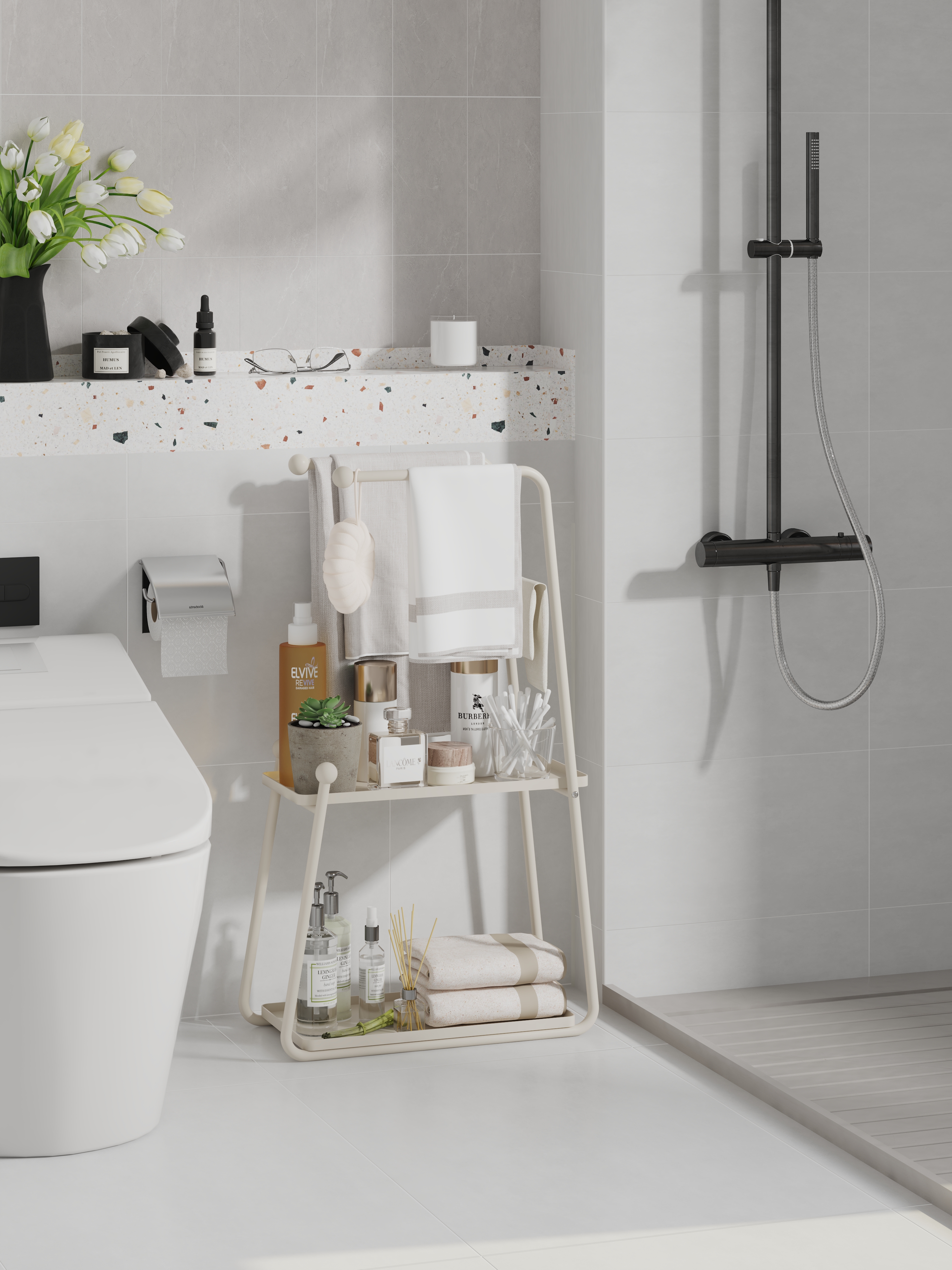 Bathroom rack，Towel rack，Storage rack，TOILET，Receive，Shower Room，