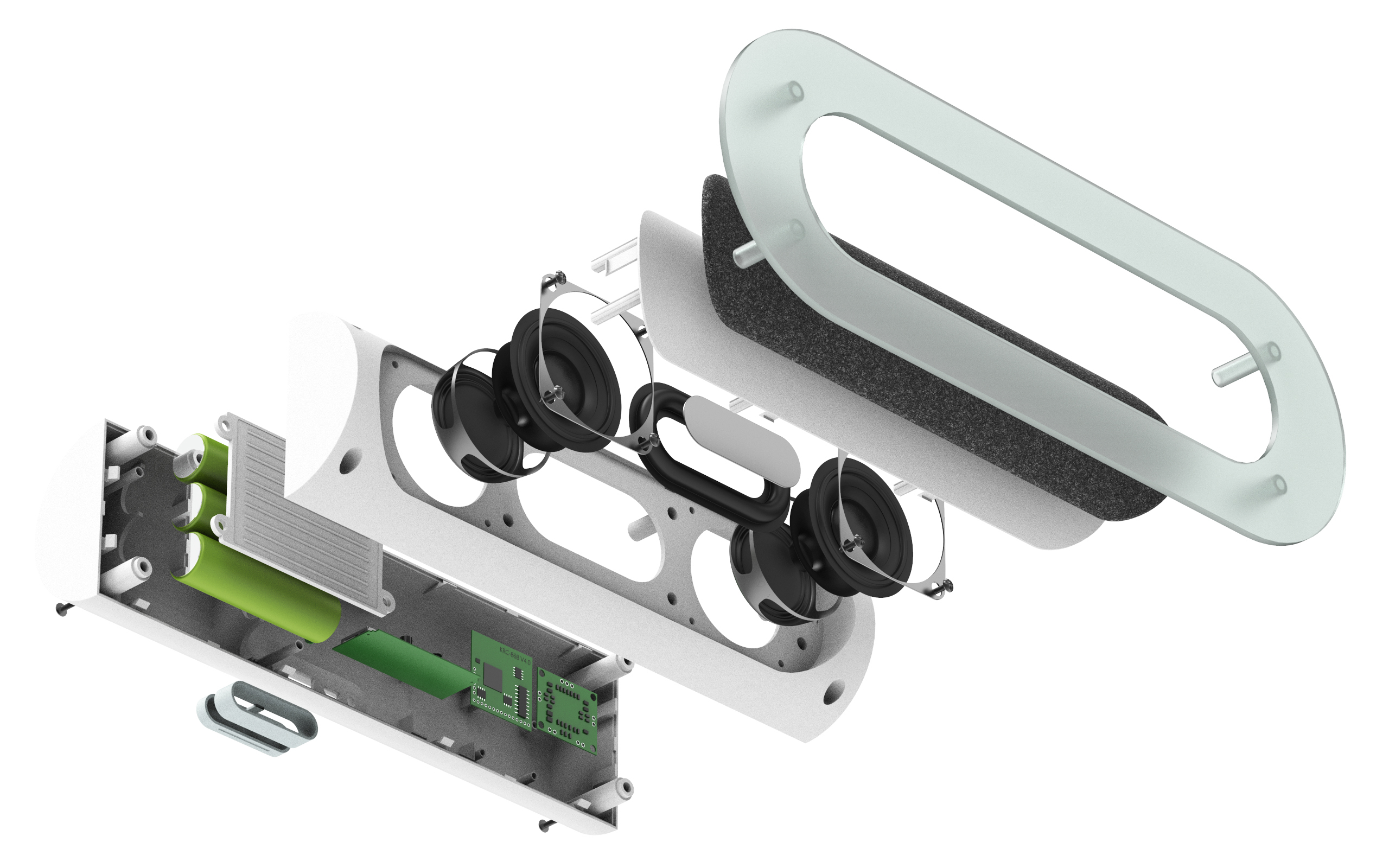 loudspeaker box，Explosion diagram，Mint Green，